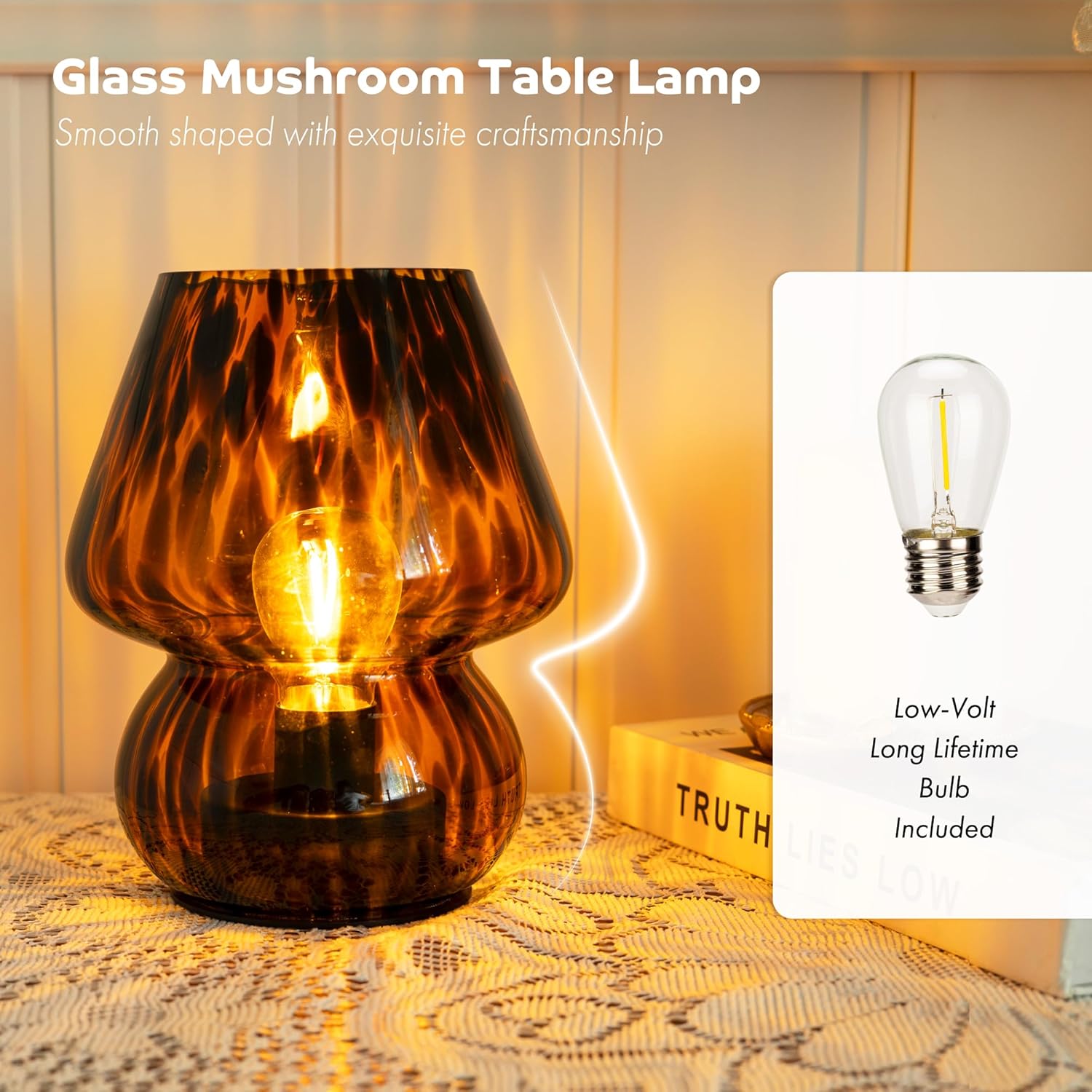 Vintage Small Table Lamp / Amber
