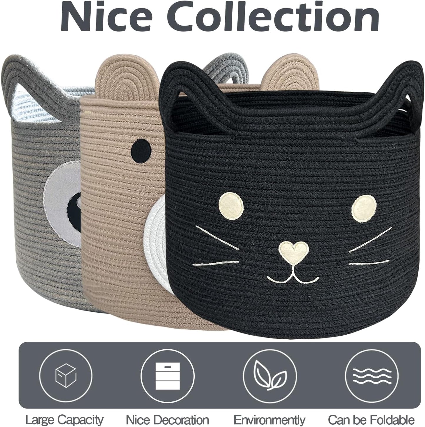 Gift Basket / Large Cat Toy Basket / Black / Black Cat