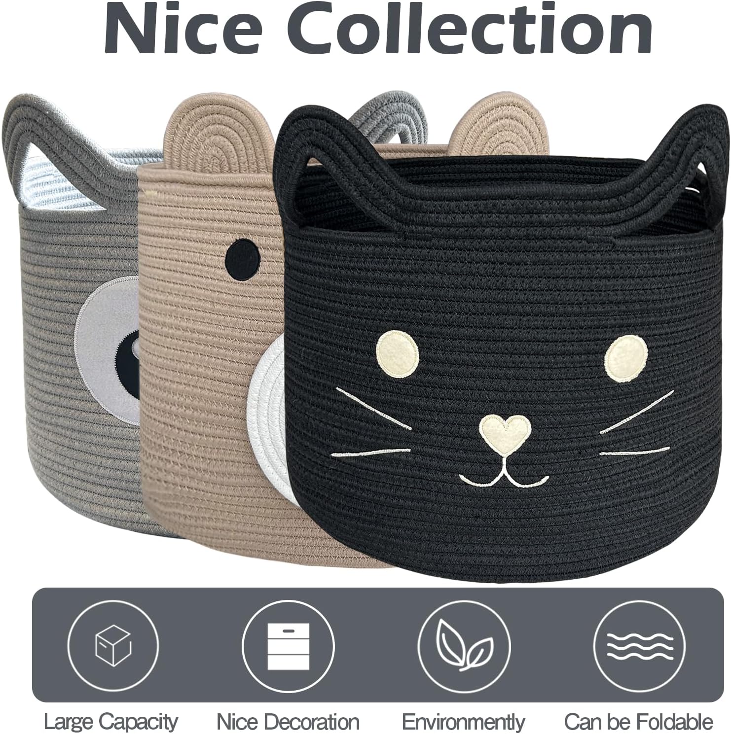 Gift Basket / Large Cat Toy Basket / Black / Black Cat