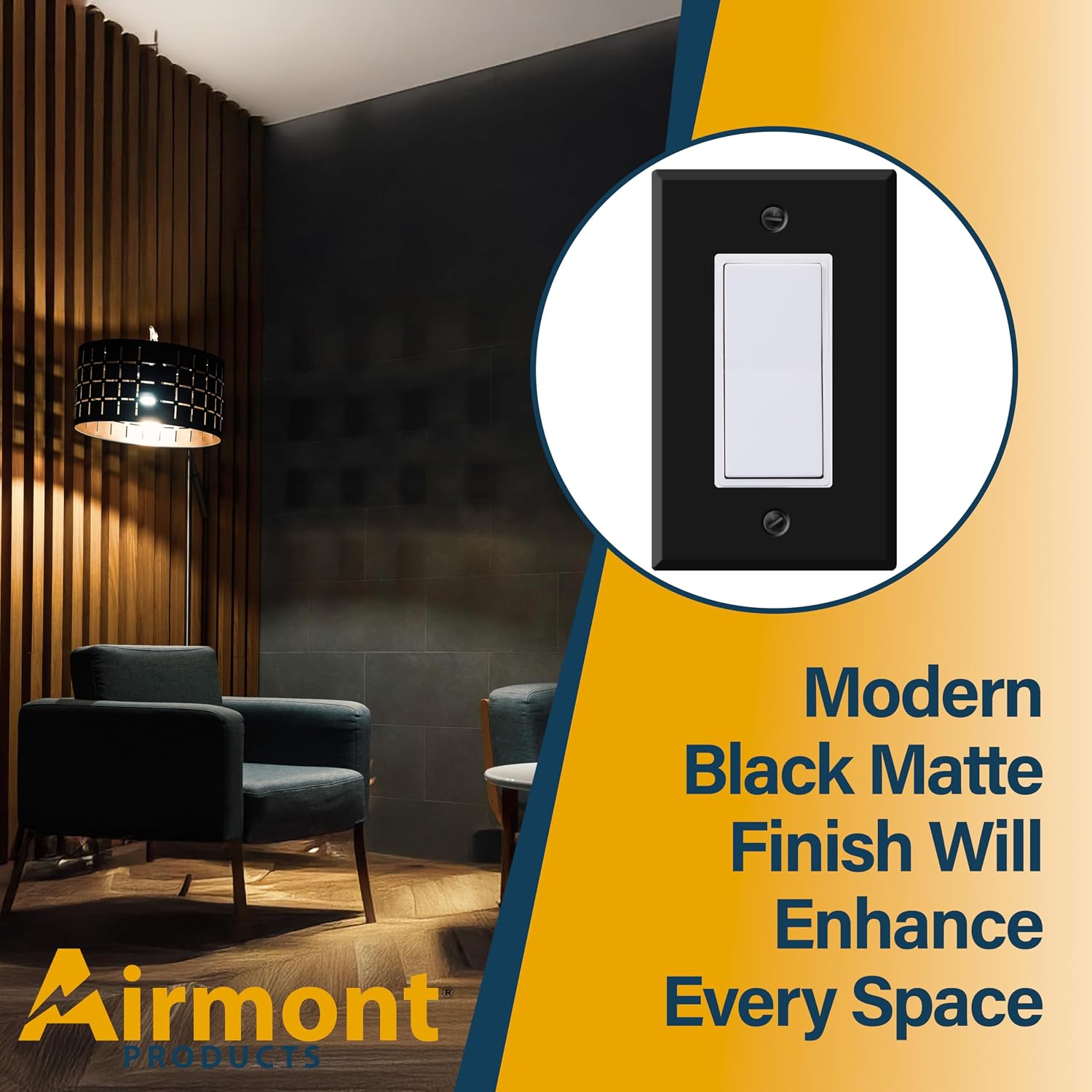 (10 Pack) Black Metal Rocker Switch Wall Plate, Black Outlet Cover, 1-Gang Standard Size, 4.5" x 2.76", Matte Black