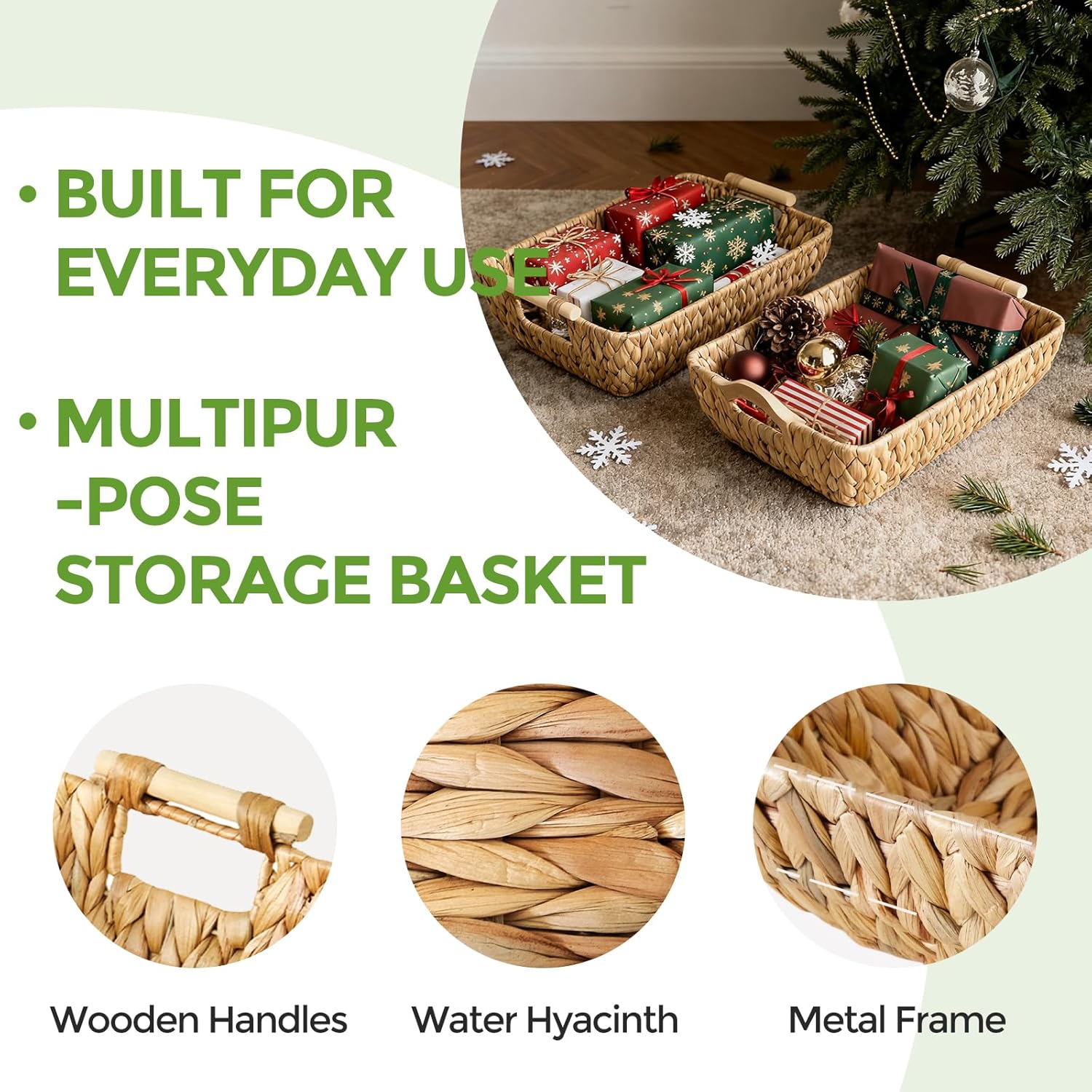 Wicker Storage Baskets / Natural-2pc / Set of 2
