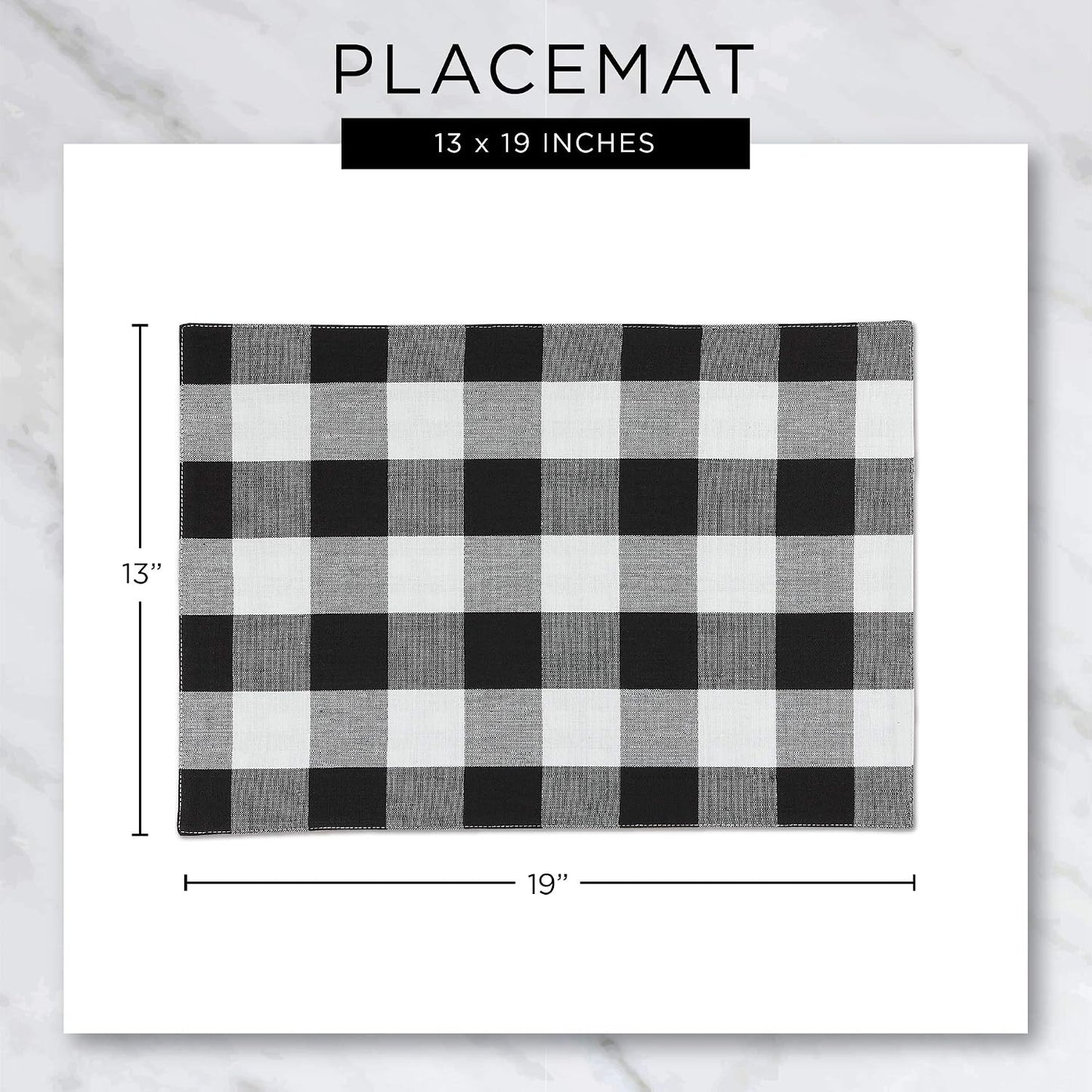 DII Quilted Farmhouse Collection Tabletop, Placemat Set, Gray, 6 Piece