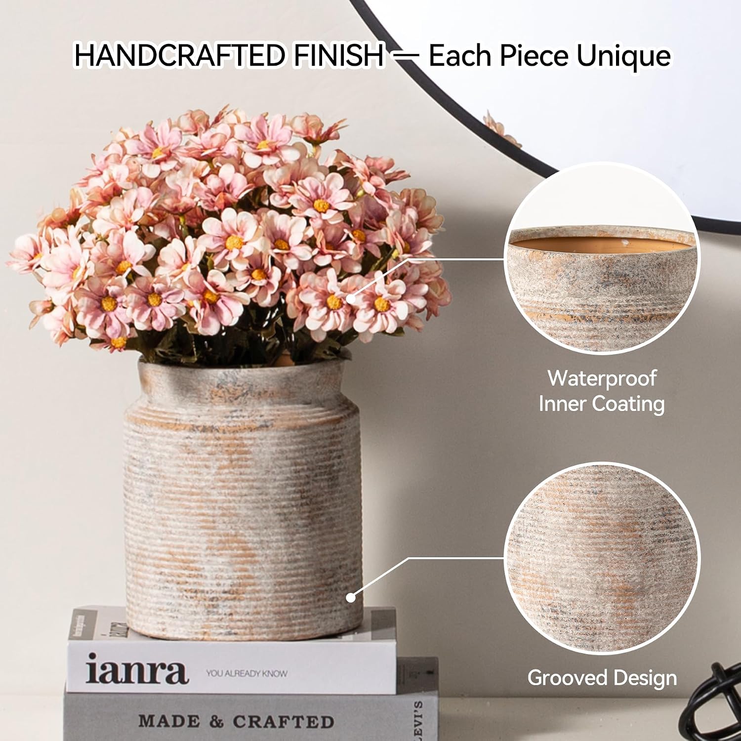 Ceramic Flower Vase Farmhouse Rustic Vase / 01-s-terra / 6.5 Inch