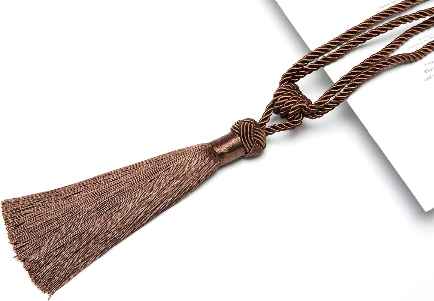 BEL AVENIR 4 Pack Curtain Tiebacks Hand-Woven Tassels Holdbacks | Dark Coffee, Elegant, Home Decorative Tassels Ties