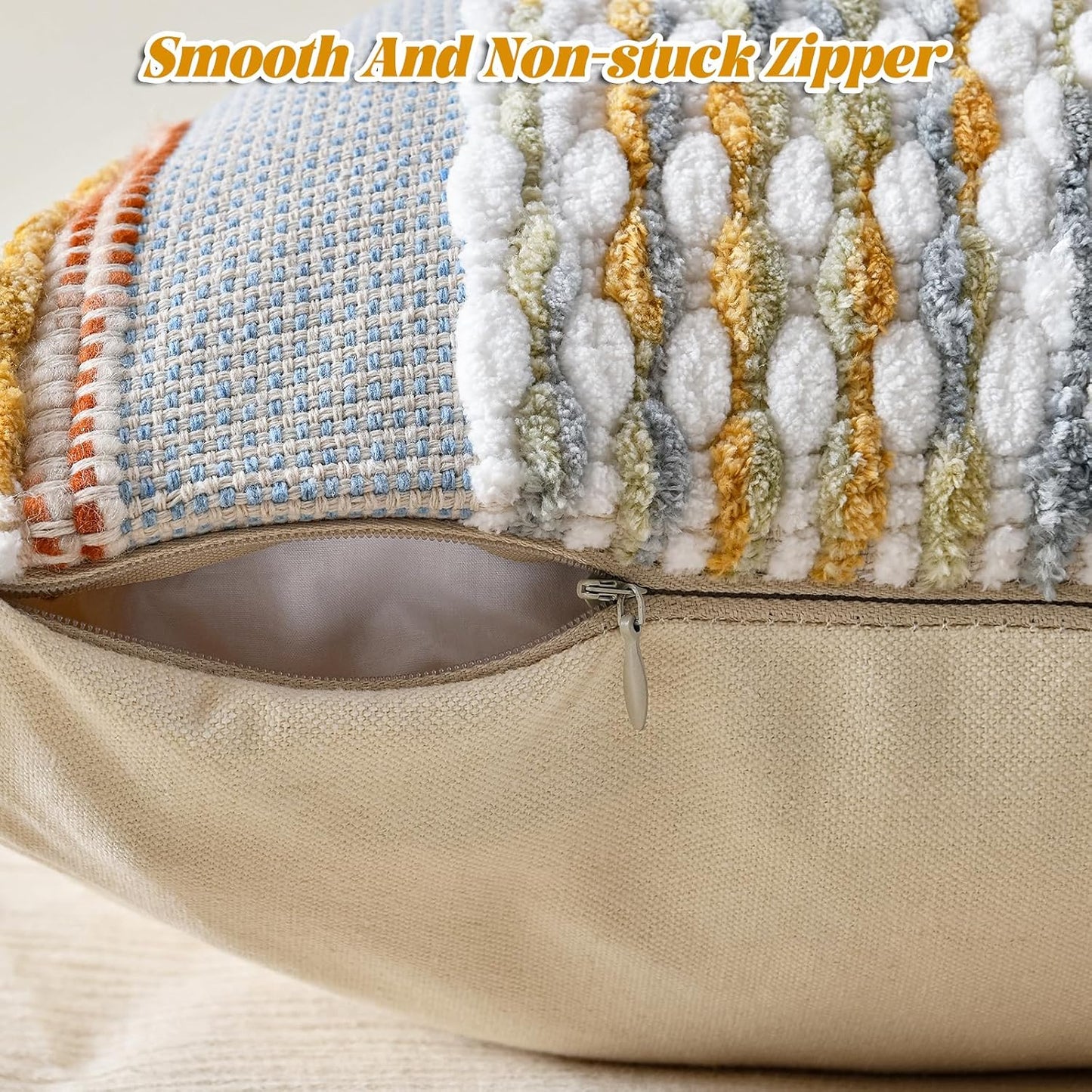 Tassels Woven Decorative Pillow Case / 18 x 18 / Grey