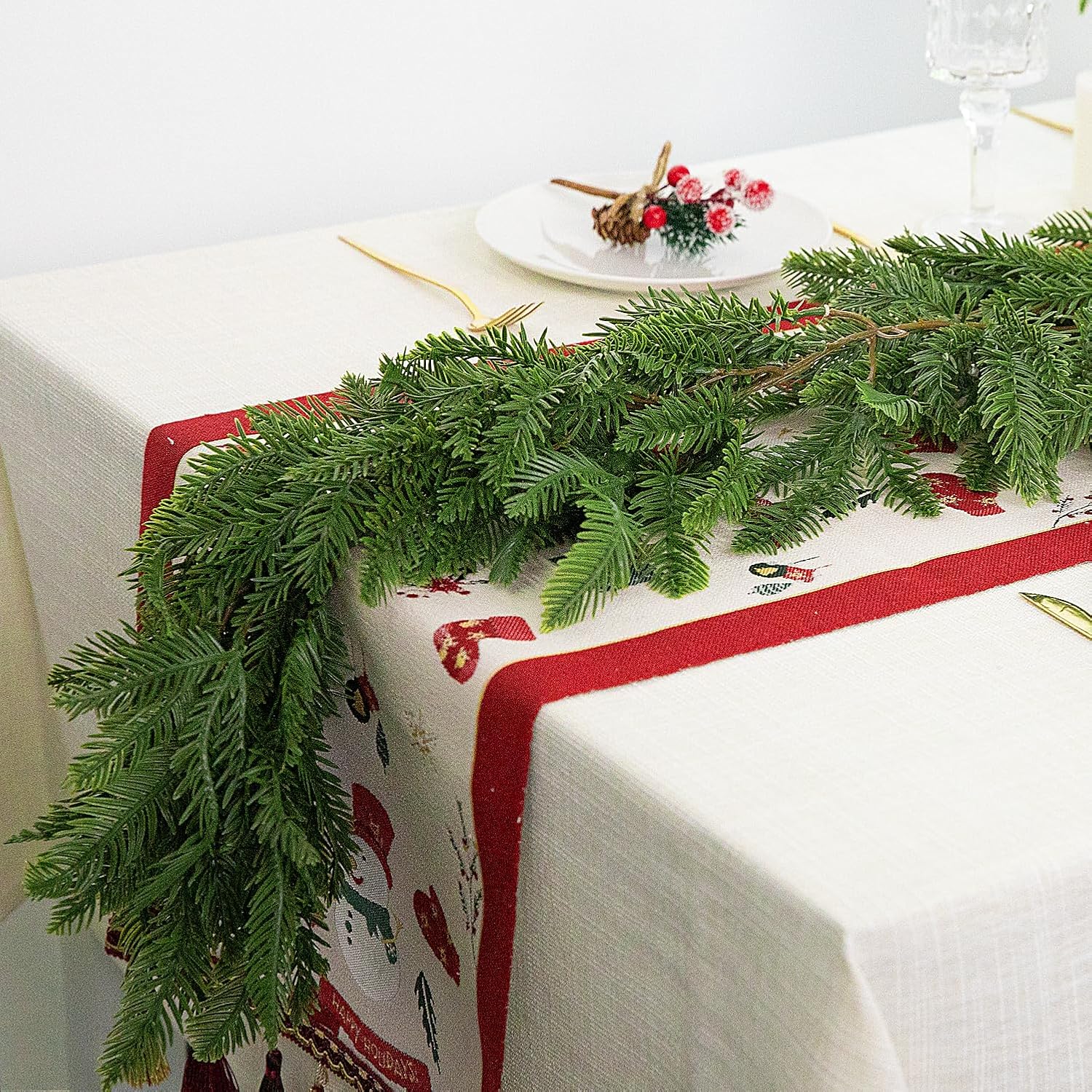 2 Pcs Christmas Norfolk Pine Garland, 6 FtArtificial Pines Greenery Garland | Realistic 3 Fork Dense Real Touch Pine