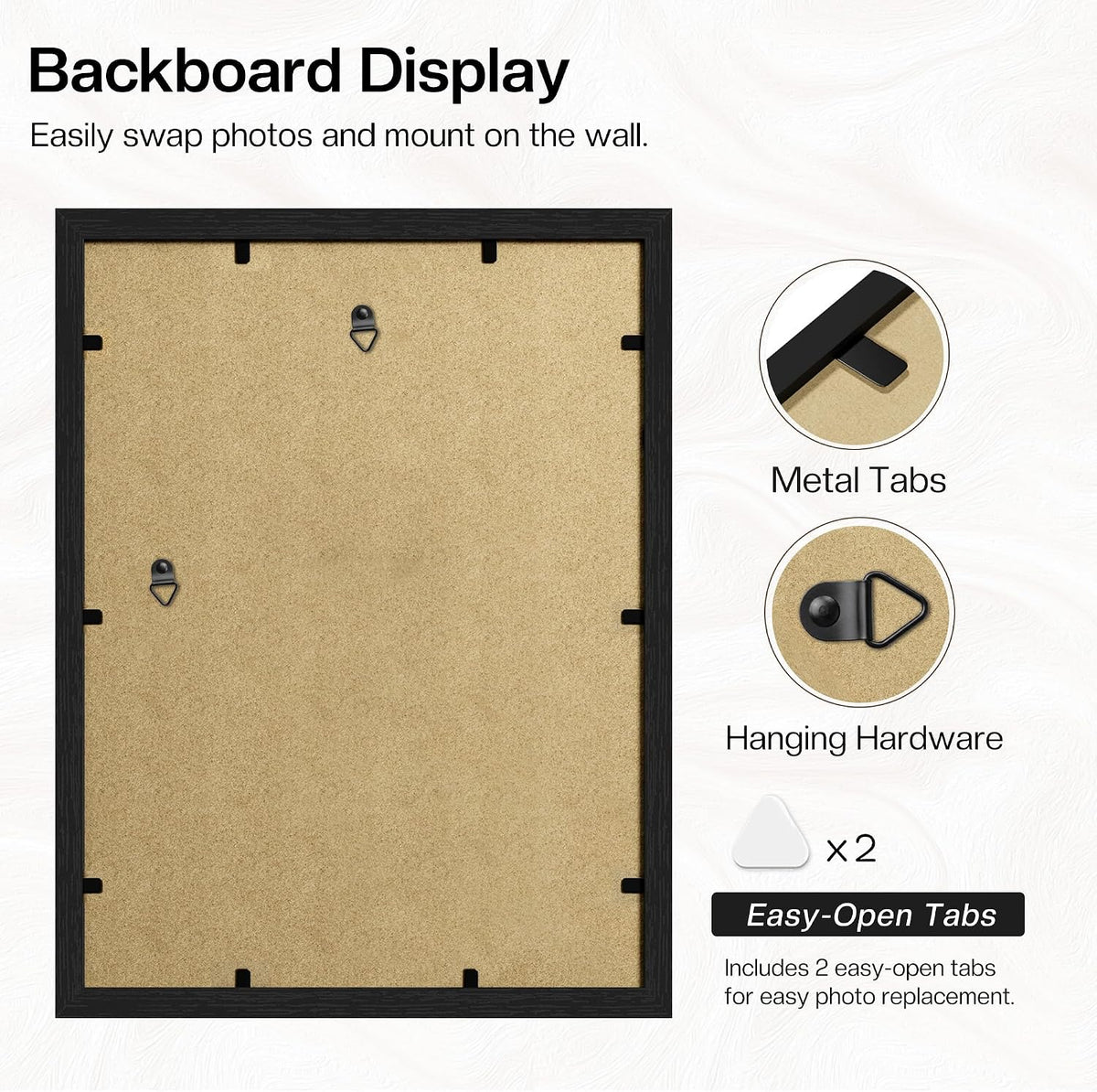 12x16 Picture Frame 3 Pack, Wall Mount Display, Black Wood Grain | Fits 12x16 Photos or Posters, Clear Shatterproof