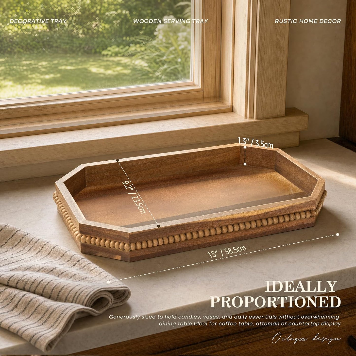 Wood Rustic Decorative Tray / Acacia