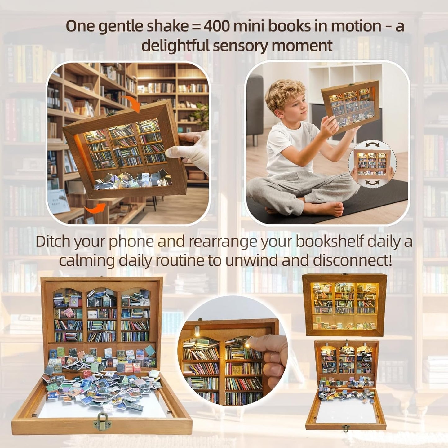 6 Decorative Mini Lights and 400 Mini Book Pieces