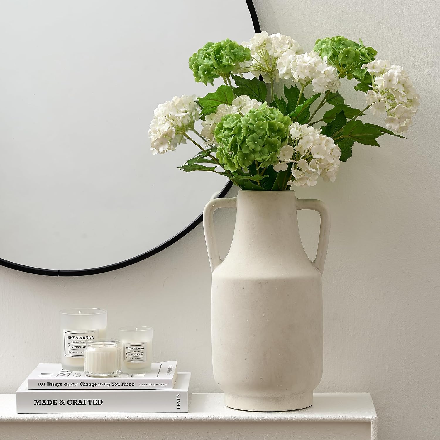 Ceramic Rustic Flower Vase / 112-kiln-fired White / 12 Inch