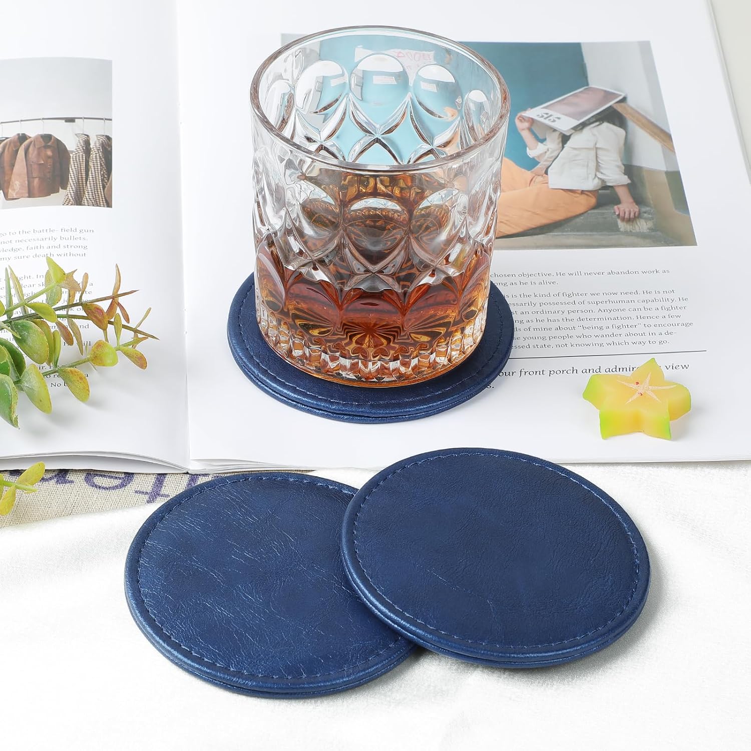 Holder / Modern-Style Drink Coasters / Blue / Set of 6