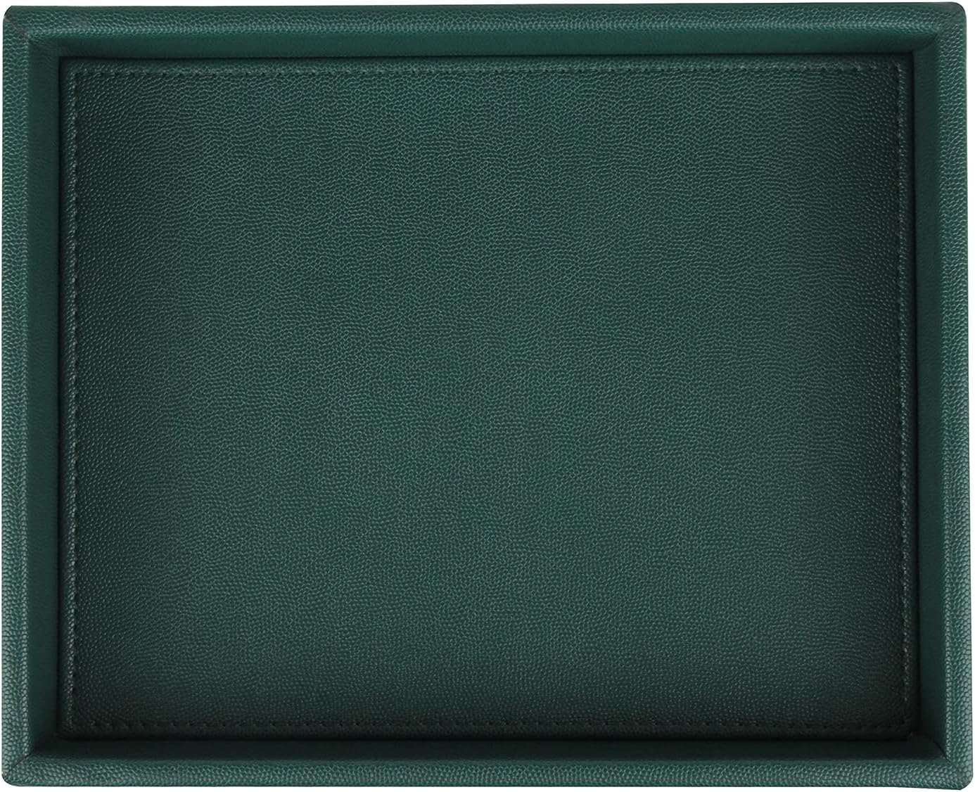 Faux Leather Decorative Tray / Dark Green / 10.2 x 8.4 x 1.8