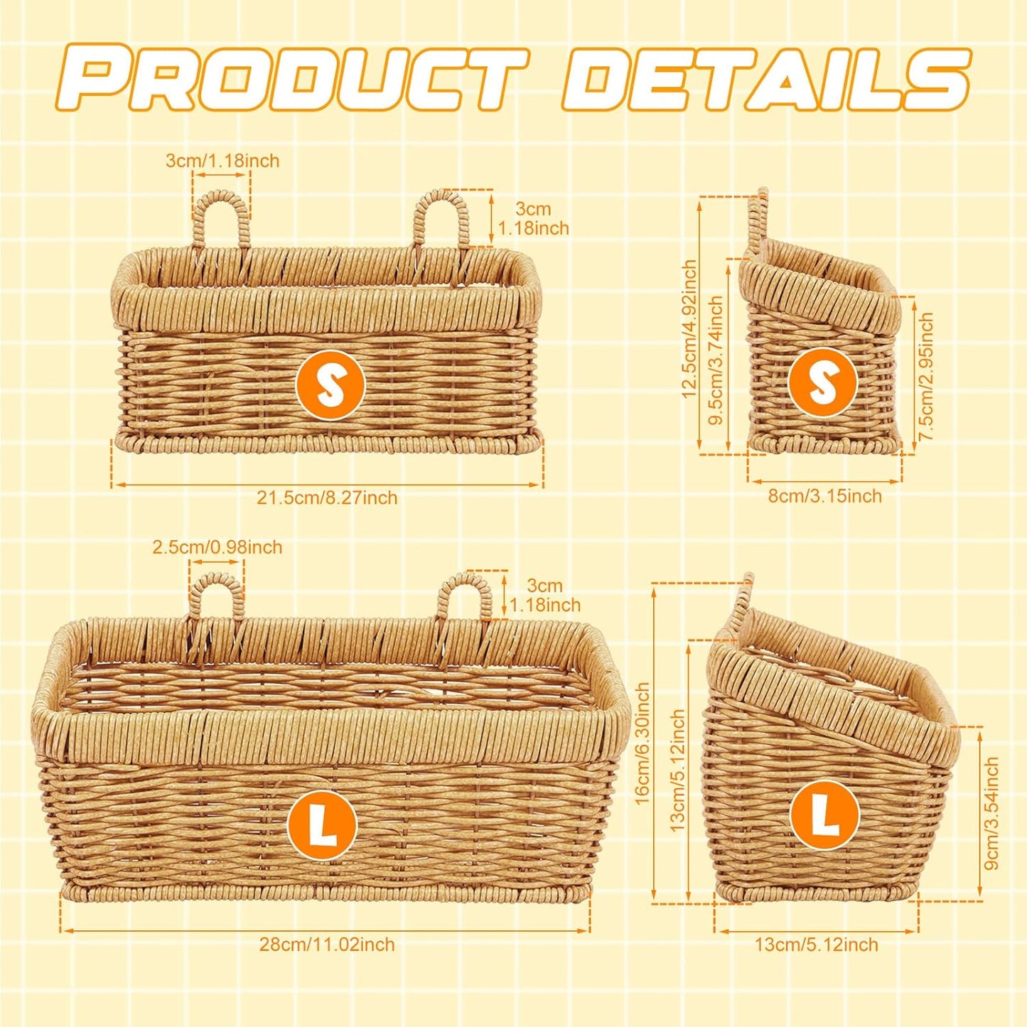 Woven Storage Hanging Basket / Set of 2