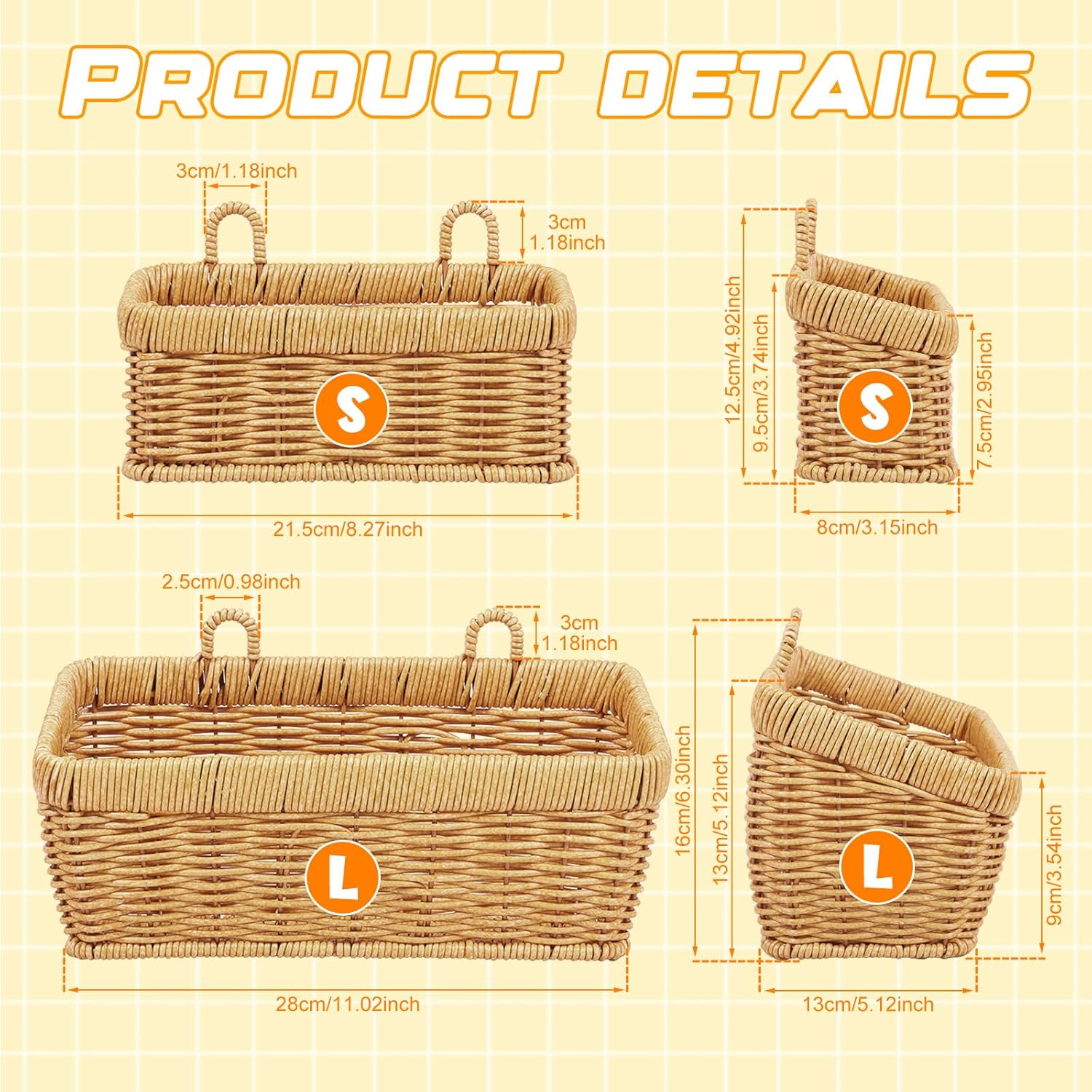 Woven Storage Hanging Basket / Set of 2