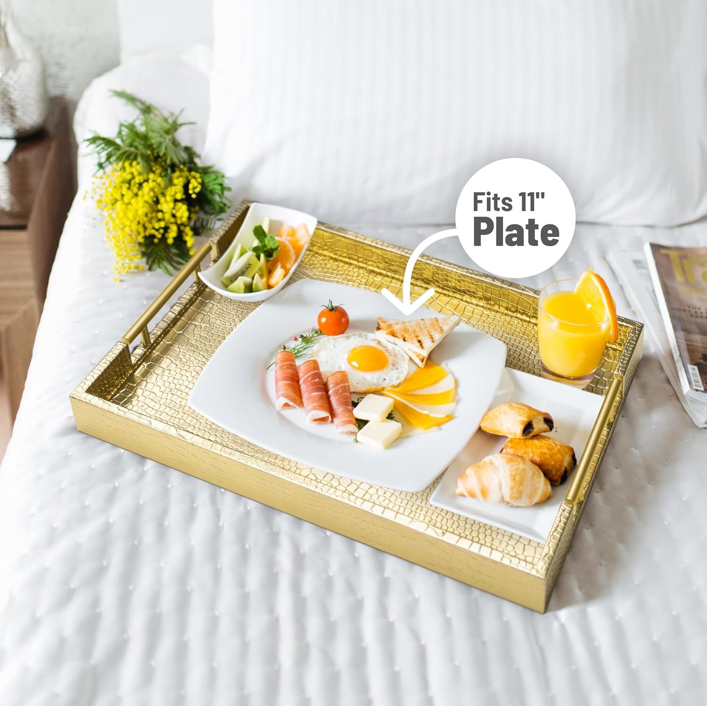 Wood Serving Tray / Alligator Gold / 17 x 12 x 1.8