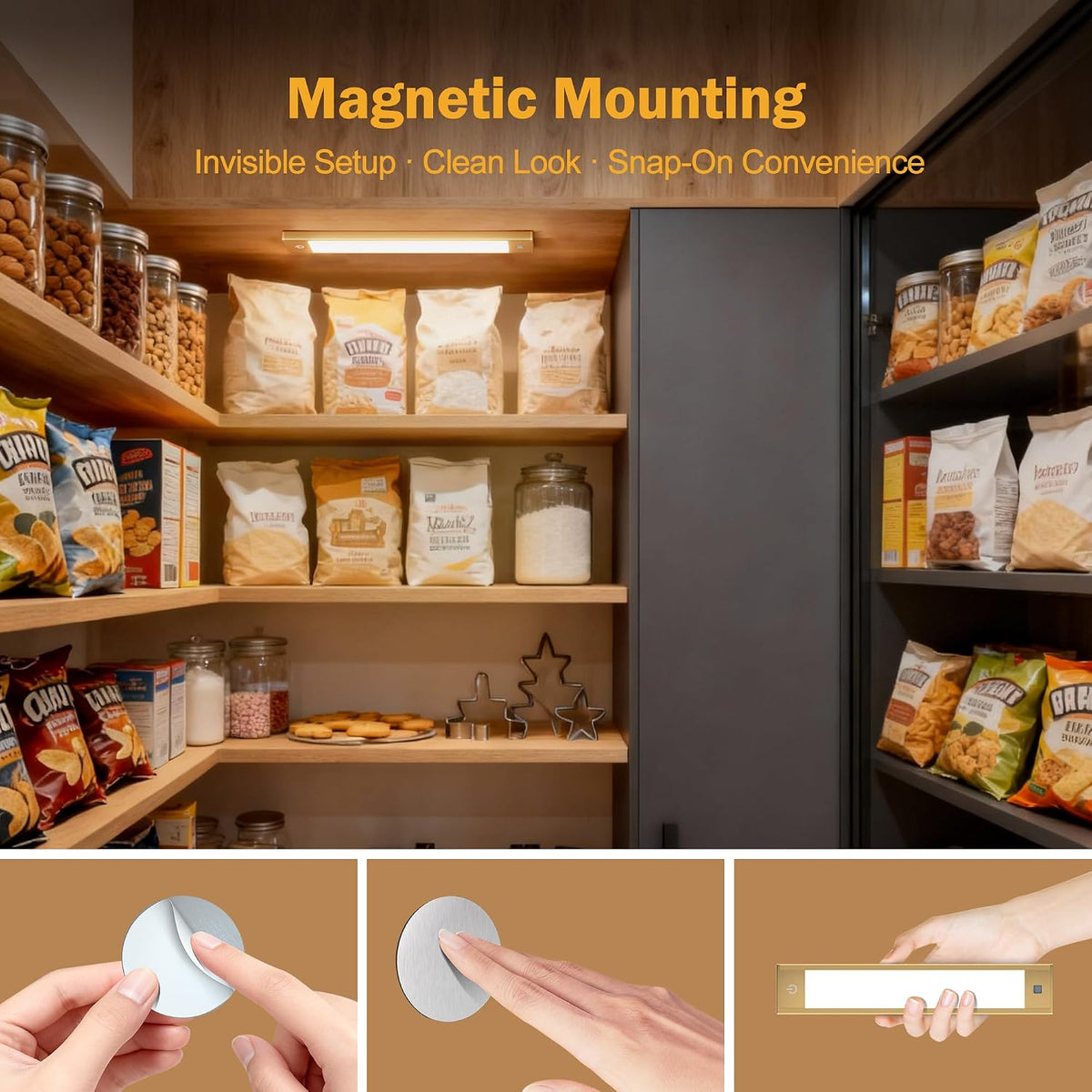 V4light Motion Sensor Cabinet Light, Rechargeable, Dimmable, 2Pcs, 9in | Silver aluminum, magnetic wireless, 1800mAh, 3