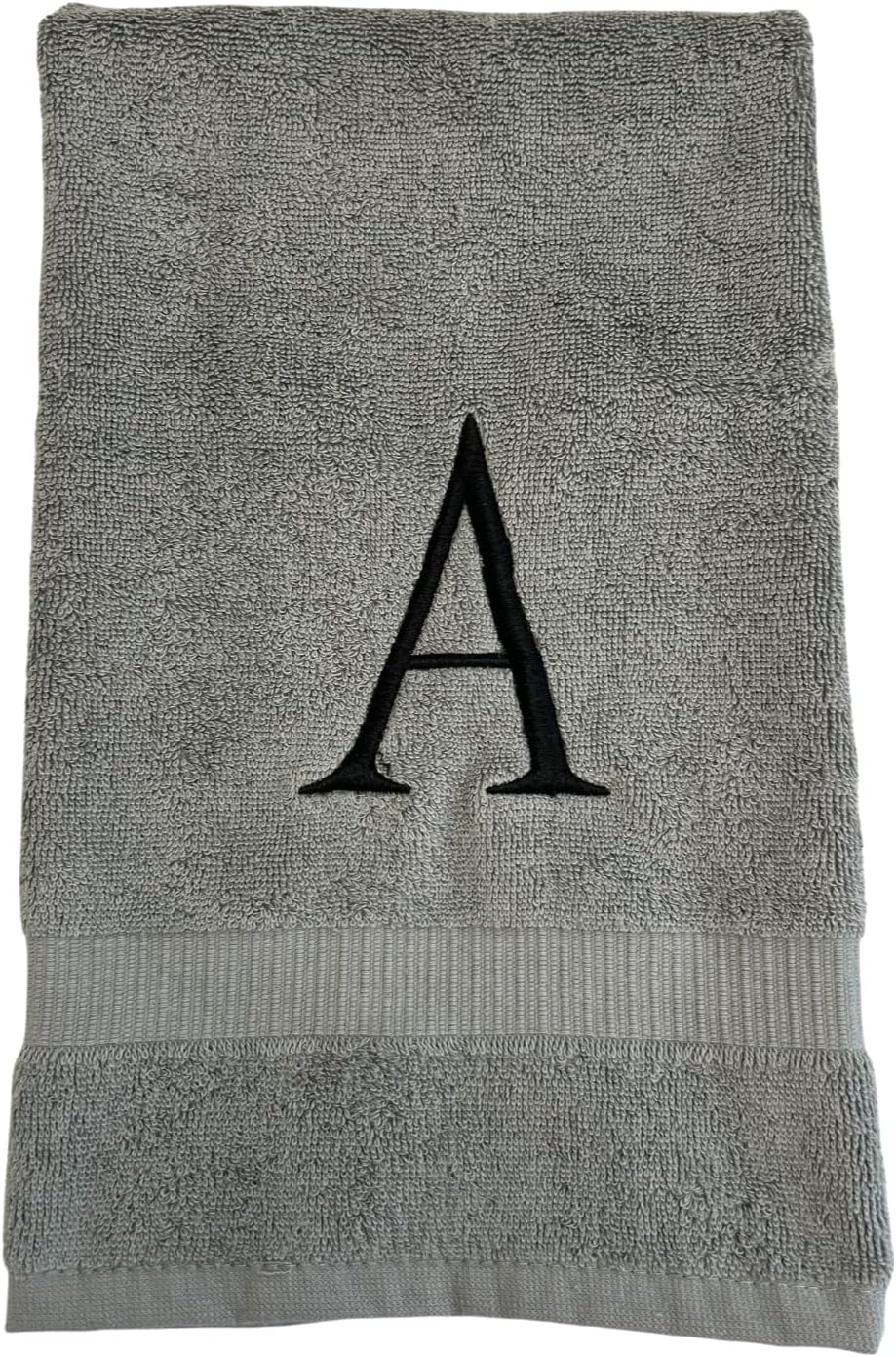 Gray with Black Monogrammed Hand Towels for Bathroom - Set of 2 Letter R | Luxury Hotel Quality Initial Towels For