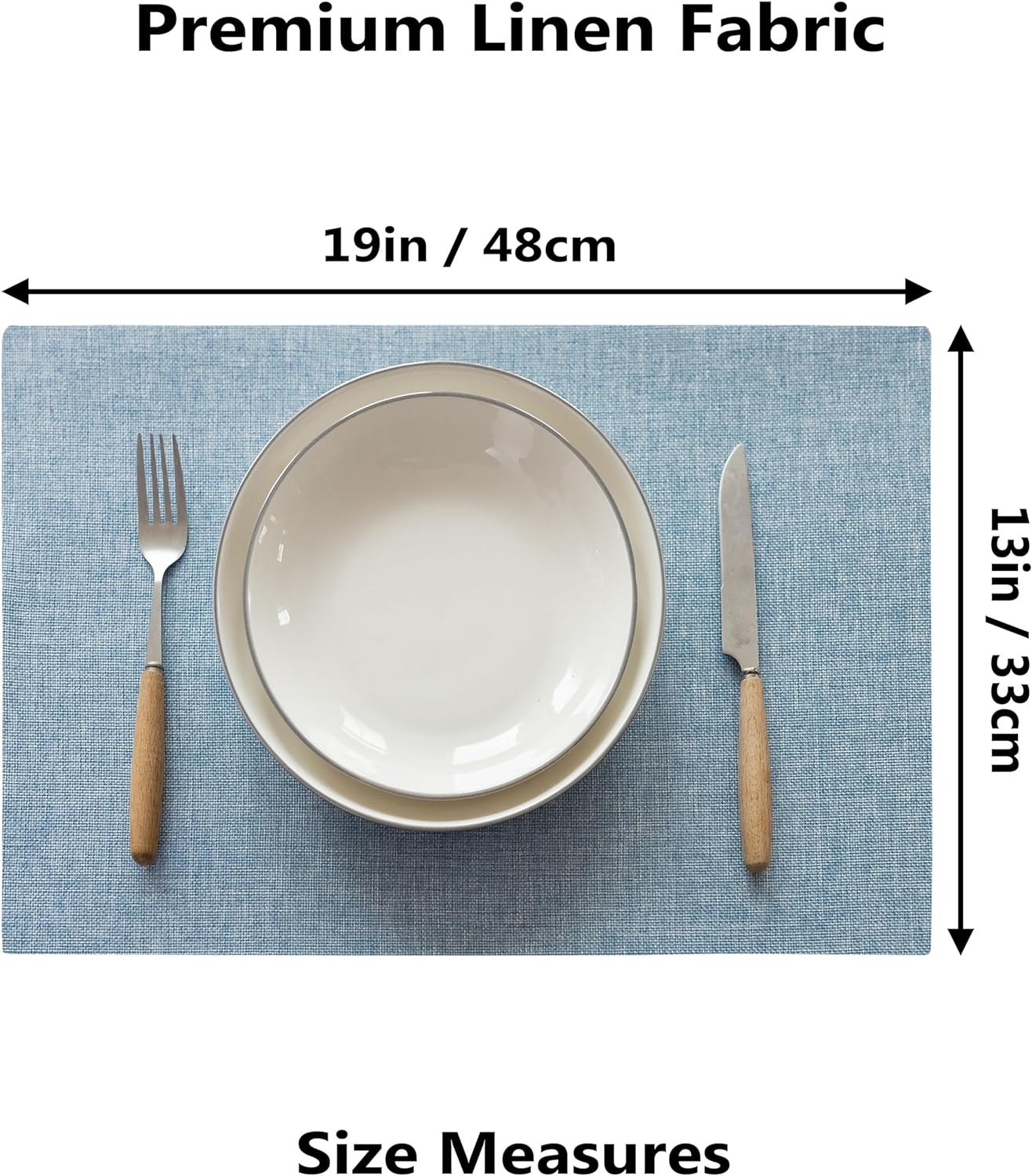Demetex Placemats Set of 8 Heat Resistant Blue Placemats Soft Washable Linen Place Mats Table Mat for Dinner Gathering