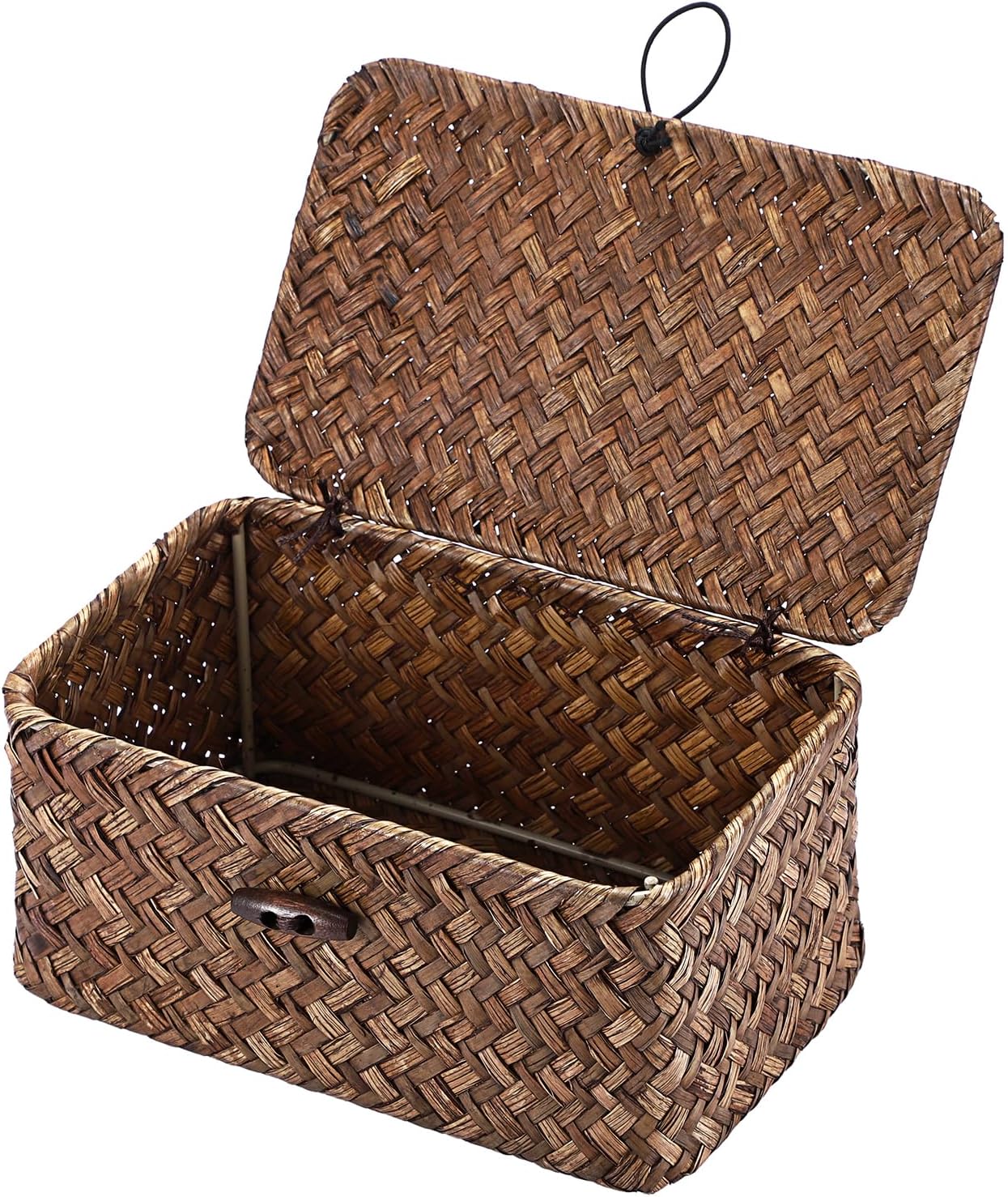 Handwoven Seagrass Basket Wicker Shelf Basket / 7.0"L x 4.3"W x 3.3"H / Coffee Color