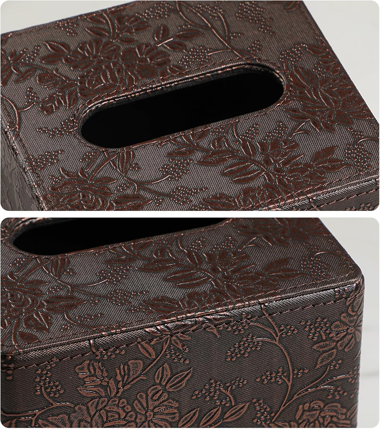 Square Tissue Box Cover / Brown Grape Pattern