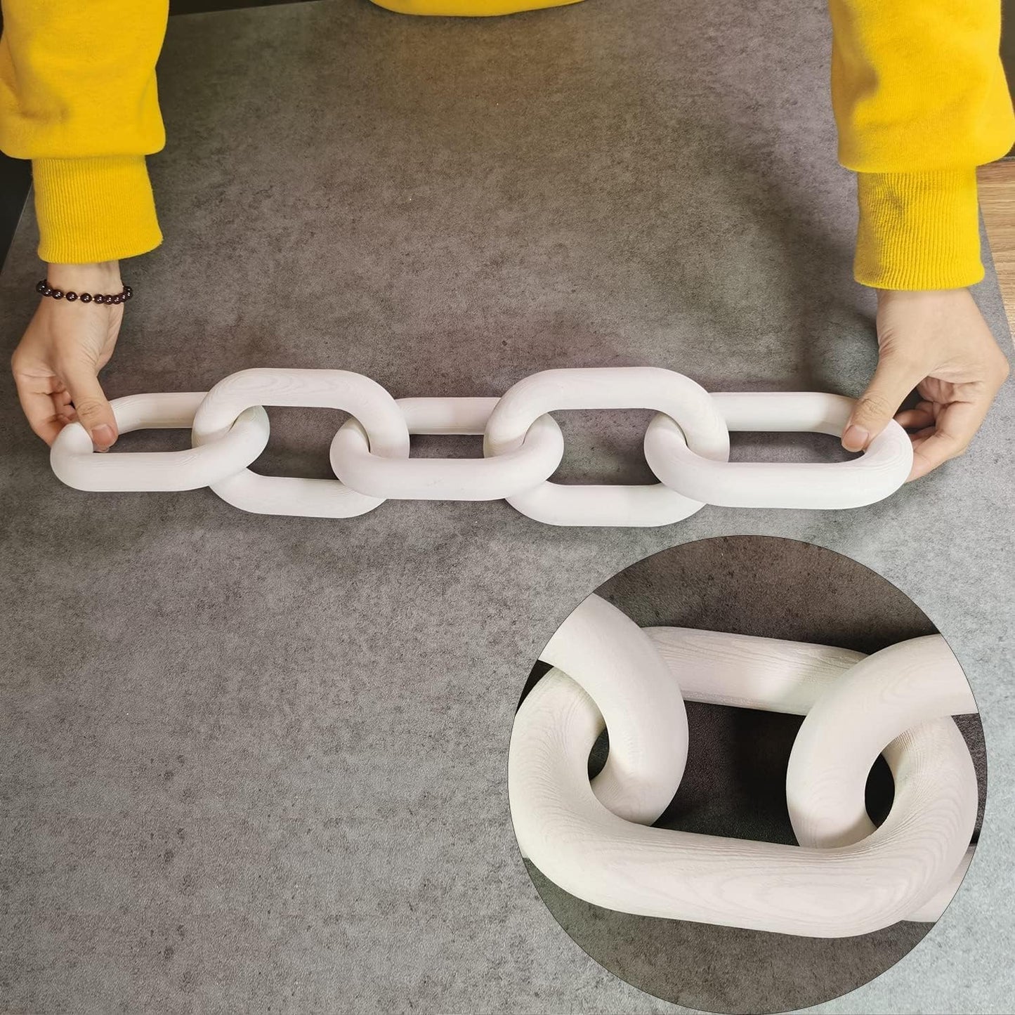 Wood Chain Link Decor / White