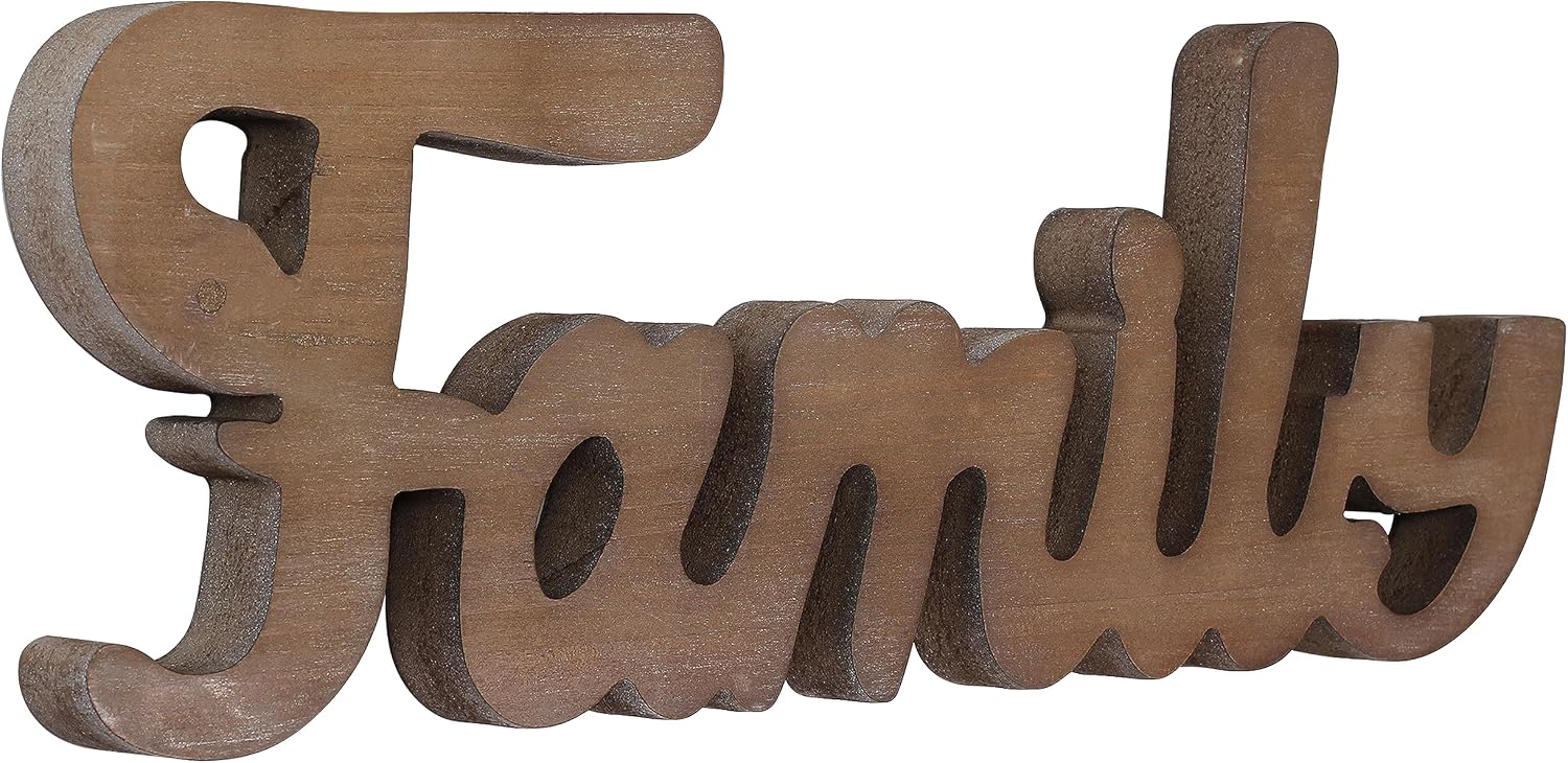 Wall Hanging Rustic Distressed Wooden Signs / Family / 15 Inch