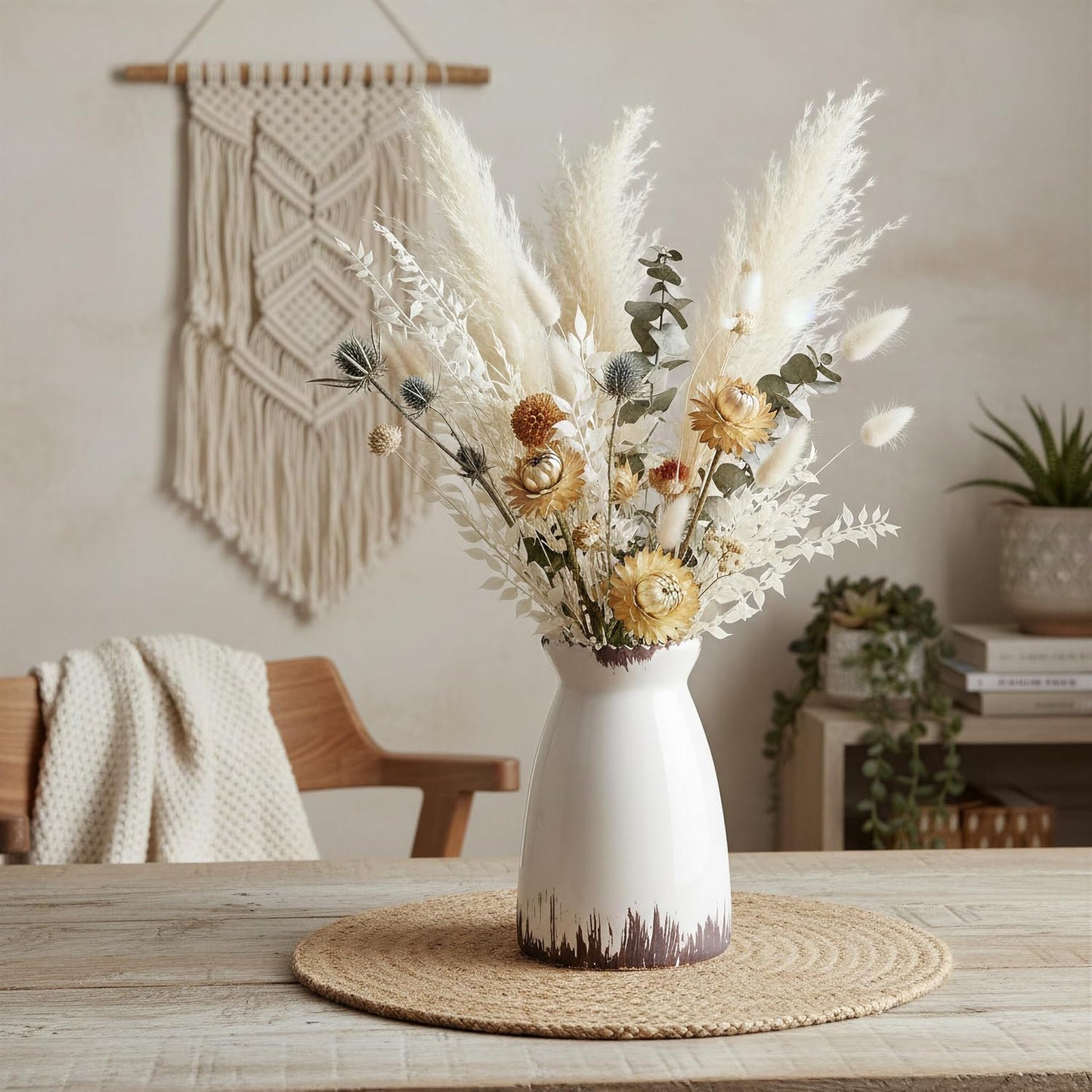 Modern Vases / White Flower Vase- Ceramic Vase for Decor / White Antique-7inch