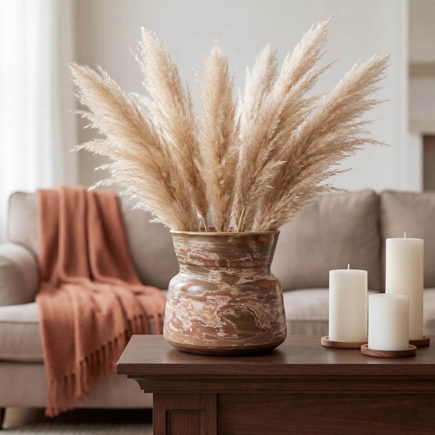 Rustic Ceramic Vase Home Decor / Brown Gray / 6 Inch
