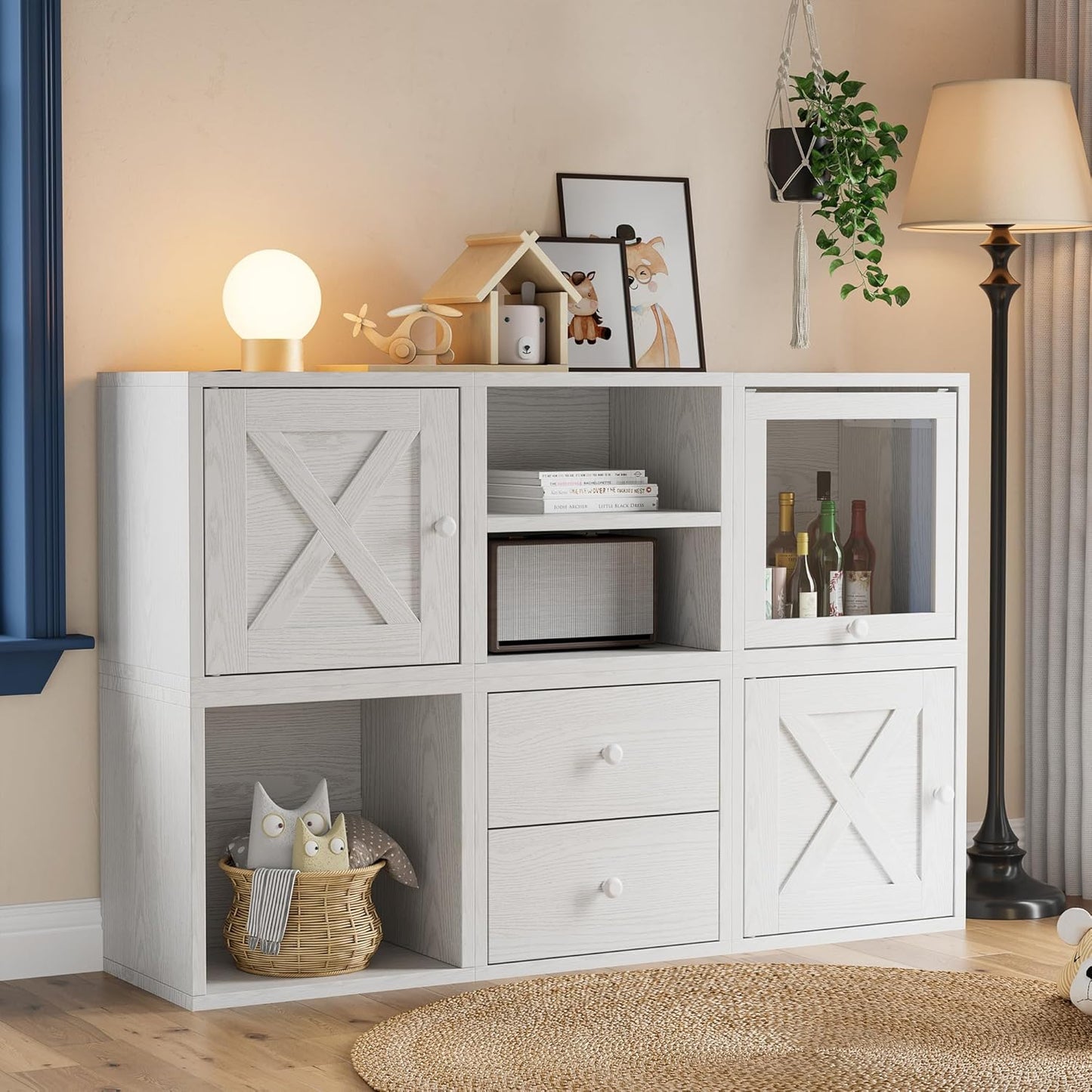Magic DIY Cube Storage Organizer Stackable Cubes / Pure White-washed / 1 Layer Cube