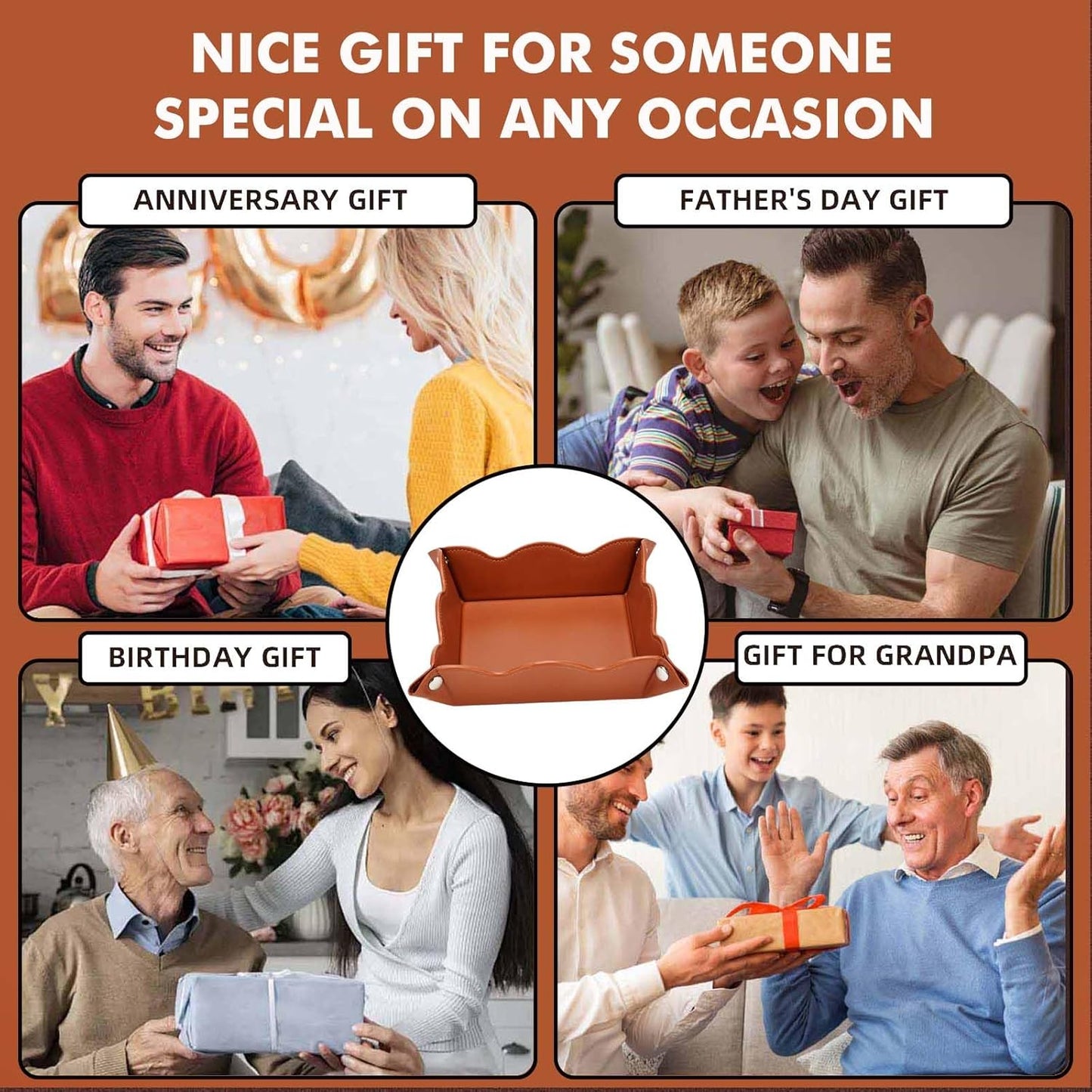 Valet Tray for Men Women / Brown / Set of 2