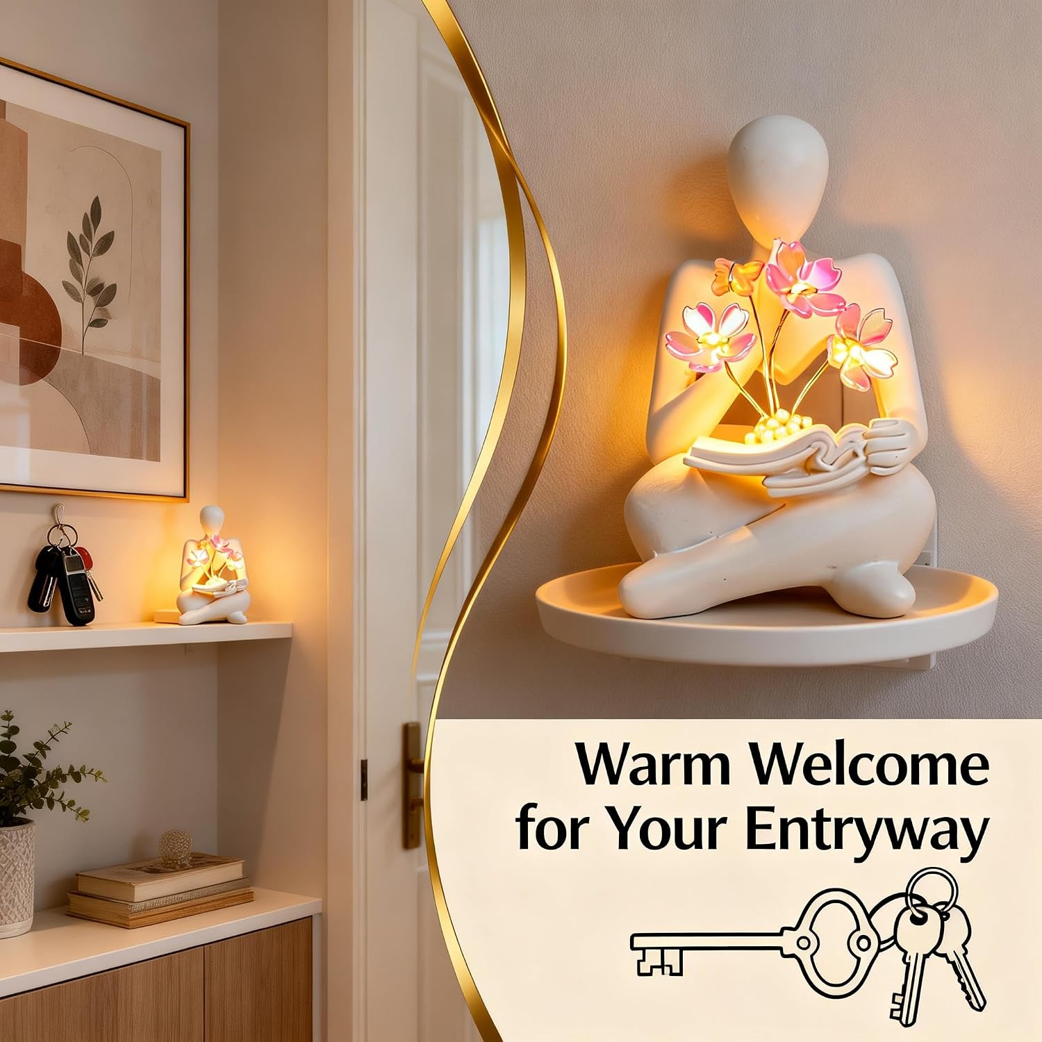 Battery Powered Night Light & Modern Adornos para Sala