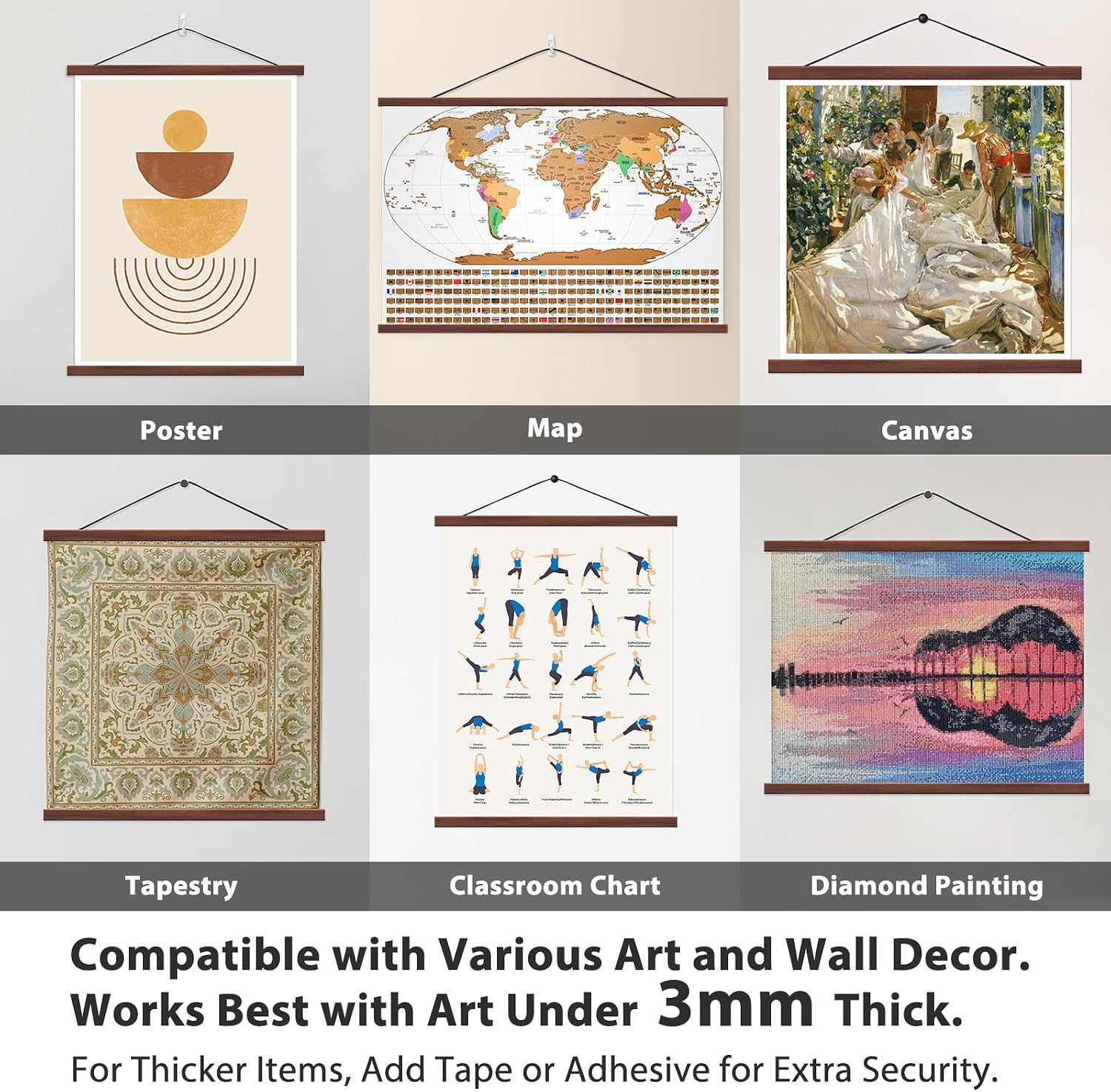 Magnetic Poster Hanger Frame for 18x24 18x18 18x12 Movie Music Posters Wall Art,Walnut Wood Picture Frames for Canvas