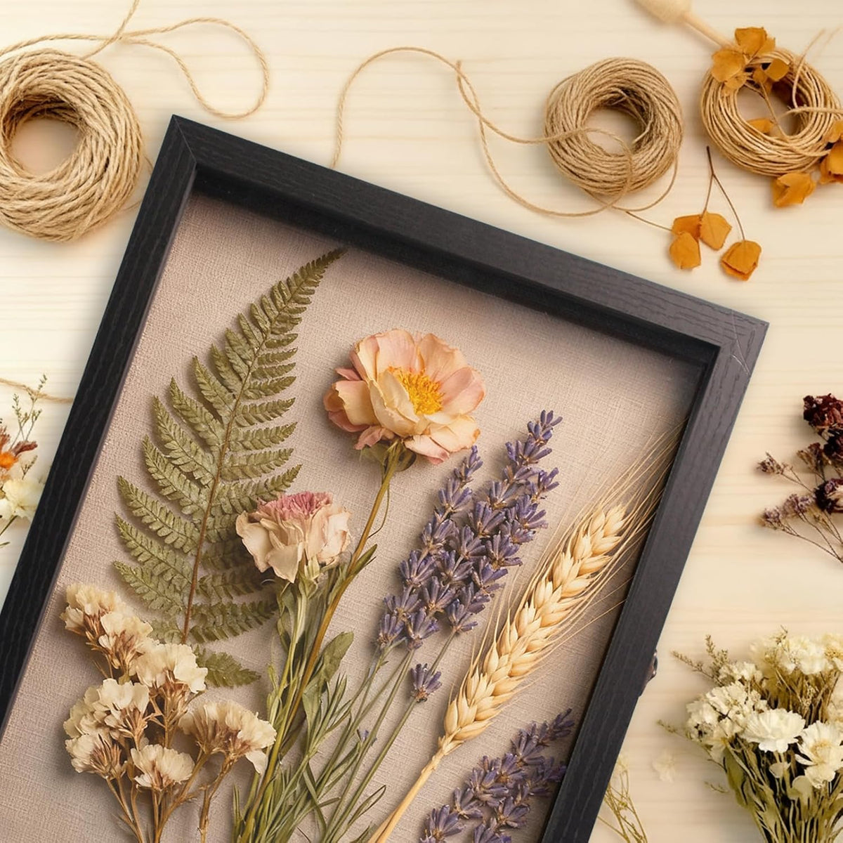 16x20 Nature Wood Black Shadow Box Frame, 1.57" Deep Glass Door with Lock | Solid Hardwood, Front Glass Door & Lock