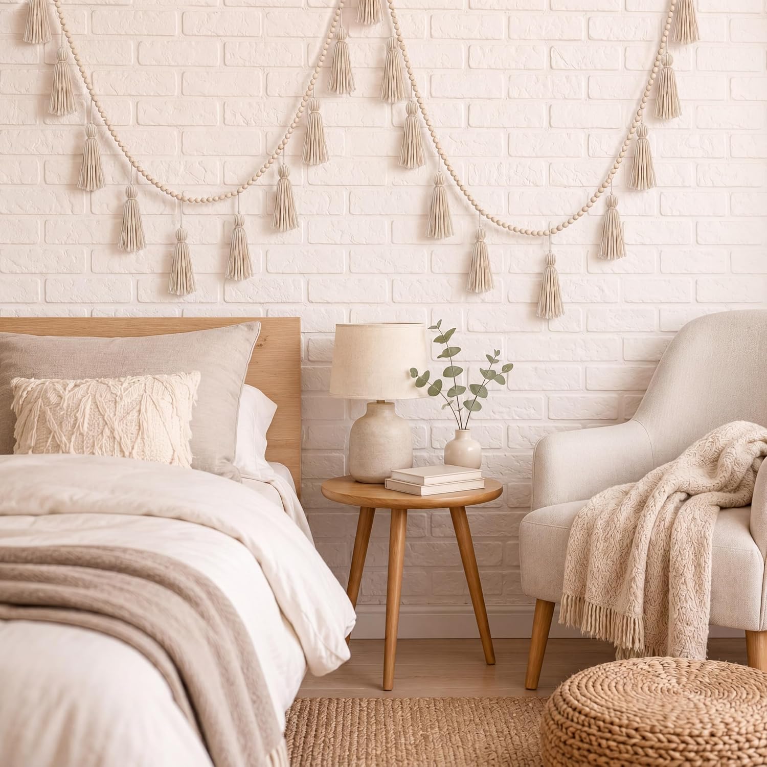 Tassel Garland Boho Classroom Decor Macrame Wooden Bead Garlands Wood Beads Banner / Classic Color