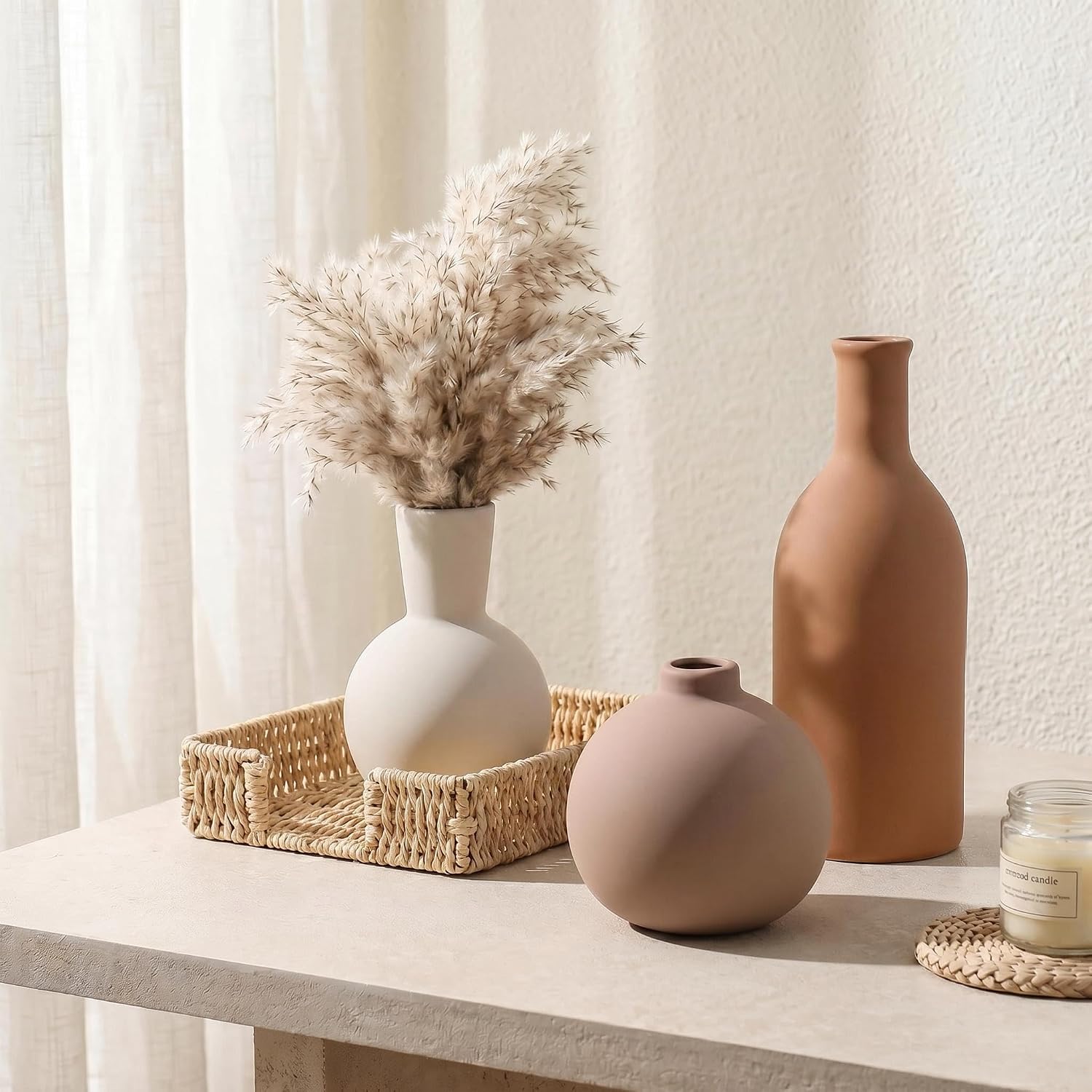 Ceramic Vase / Coffee Mix Set - White / Set of 3