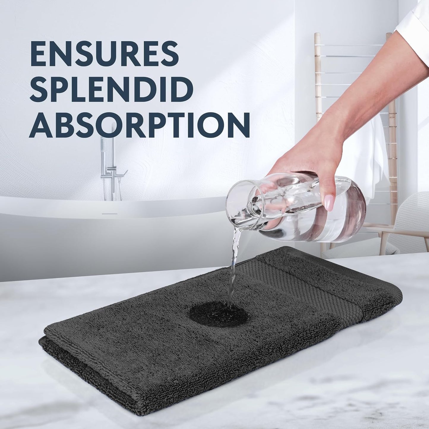 White Classic Luxury Dark Gray Hand Towels - Soft 100% Turkish Cotton | Highly Absorbent Hotel spa Bathroom Towel