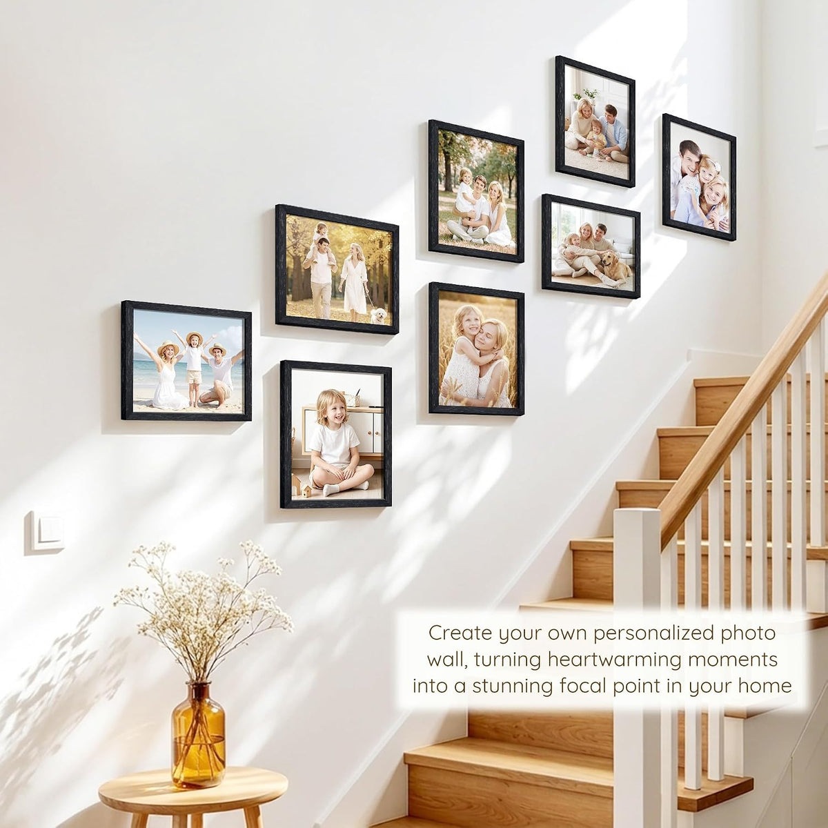Wiscet 8x10 Picture Frame Set of 16, for Wall or Tabletop Display, Black | Photo Frame with HD Plexiglass, Black