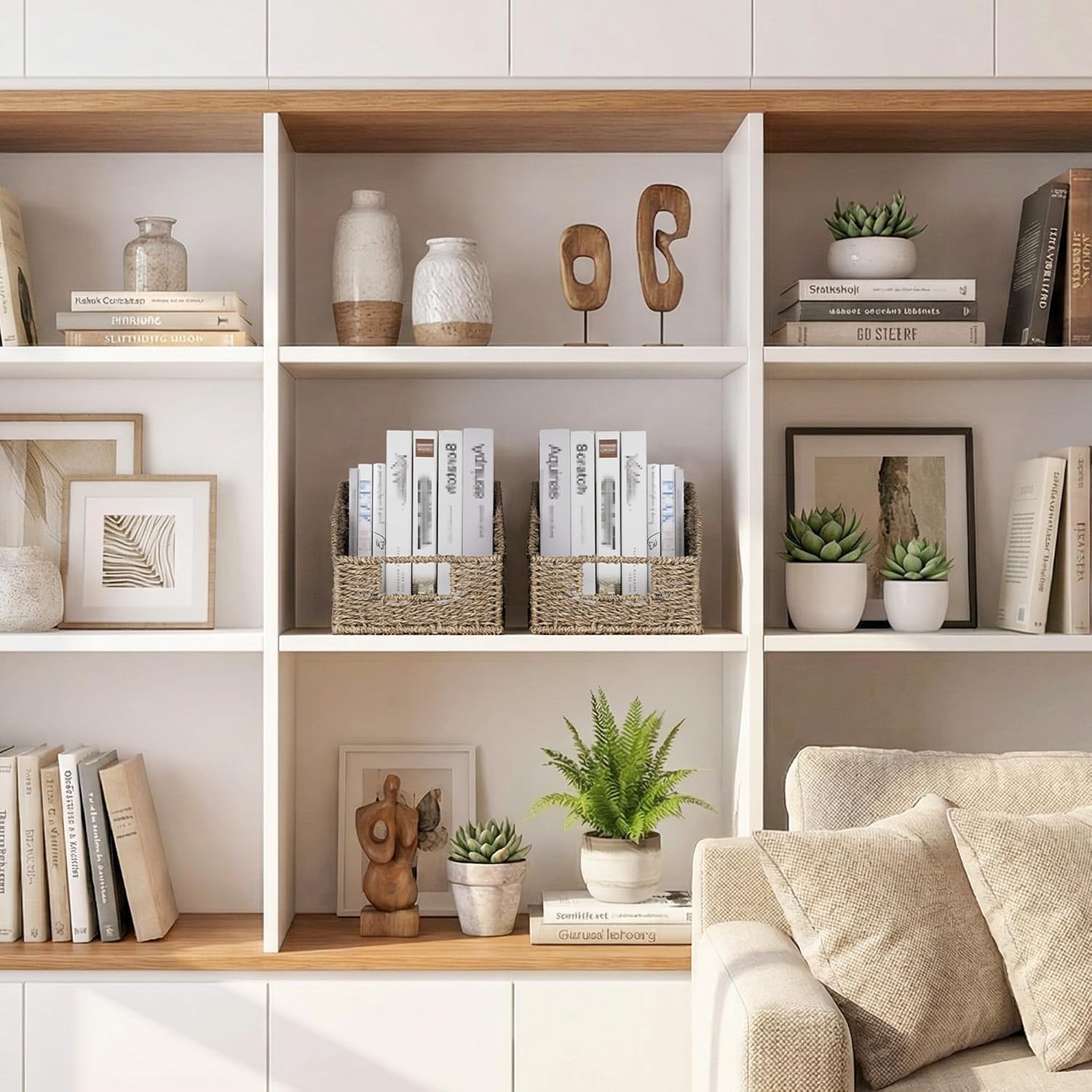 Wicker Baskets for Organizing / 2 x 8 / Natural