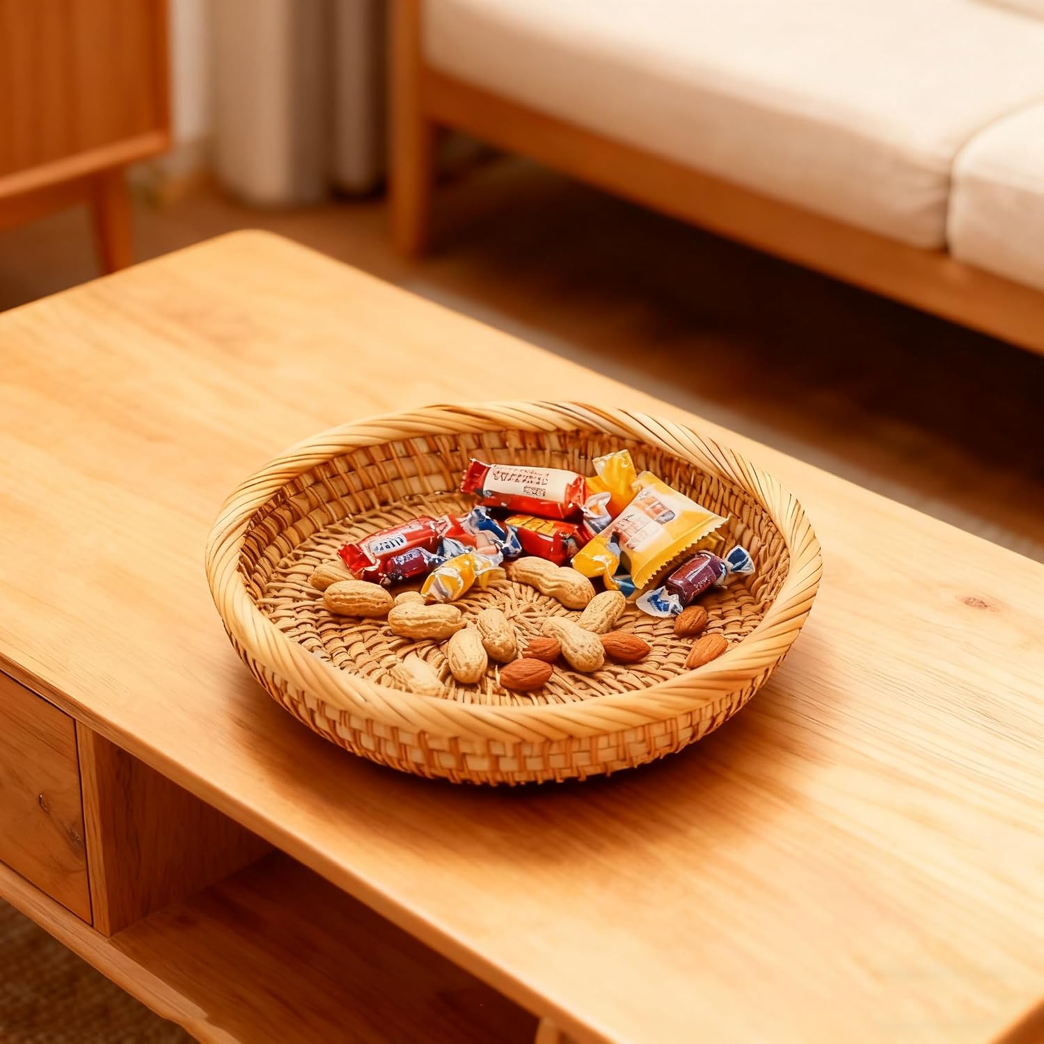 Round Catch All Tray for Keys / Natural / 7.6 Inch