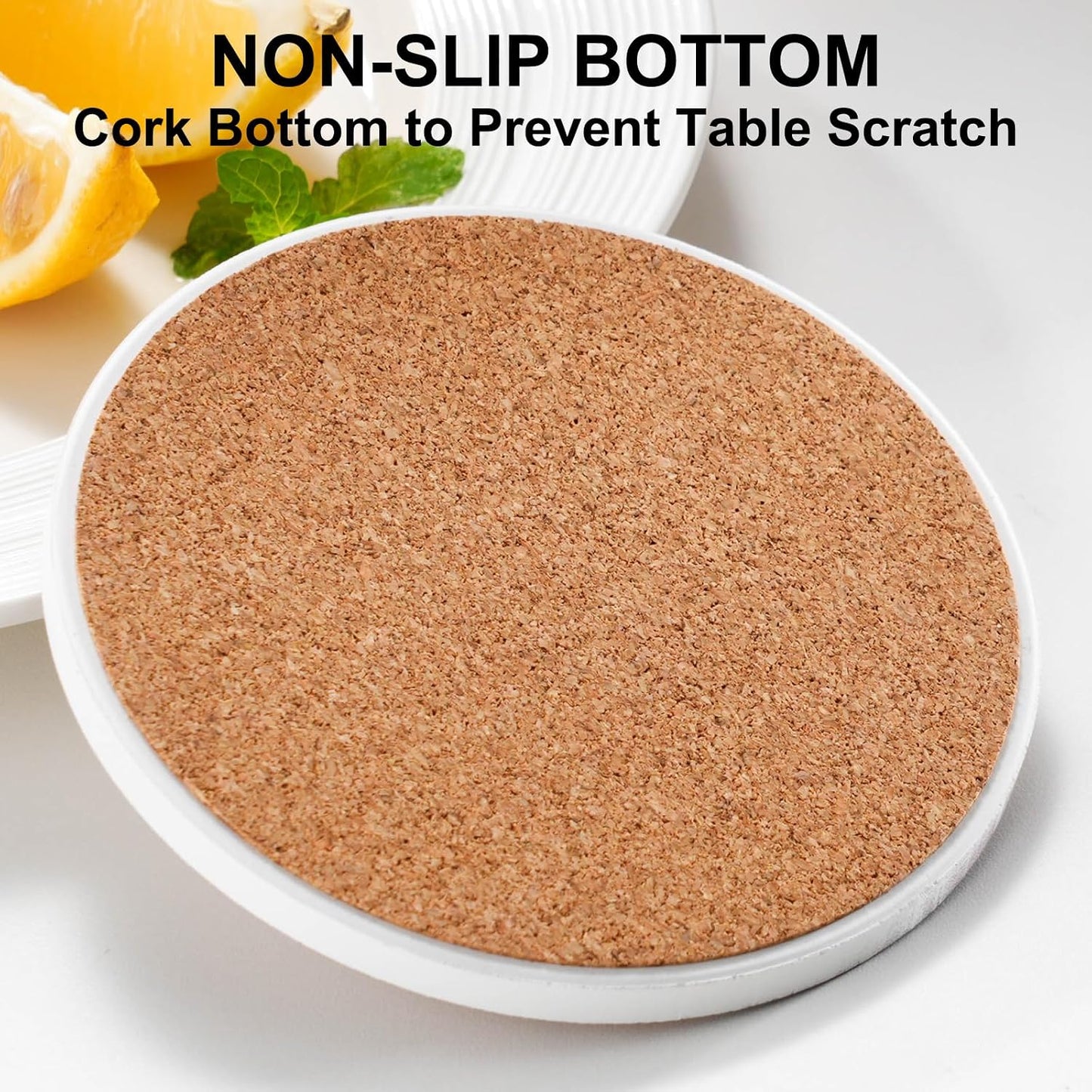 Holder / Ceramic Absorbent Coaster for Drinks / Set of 6