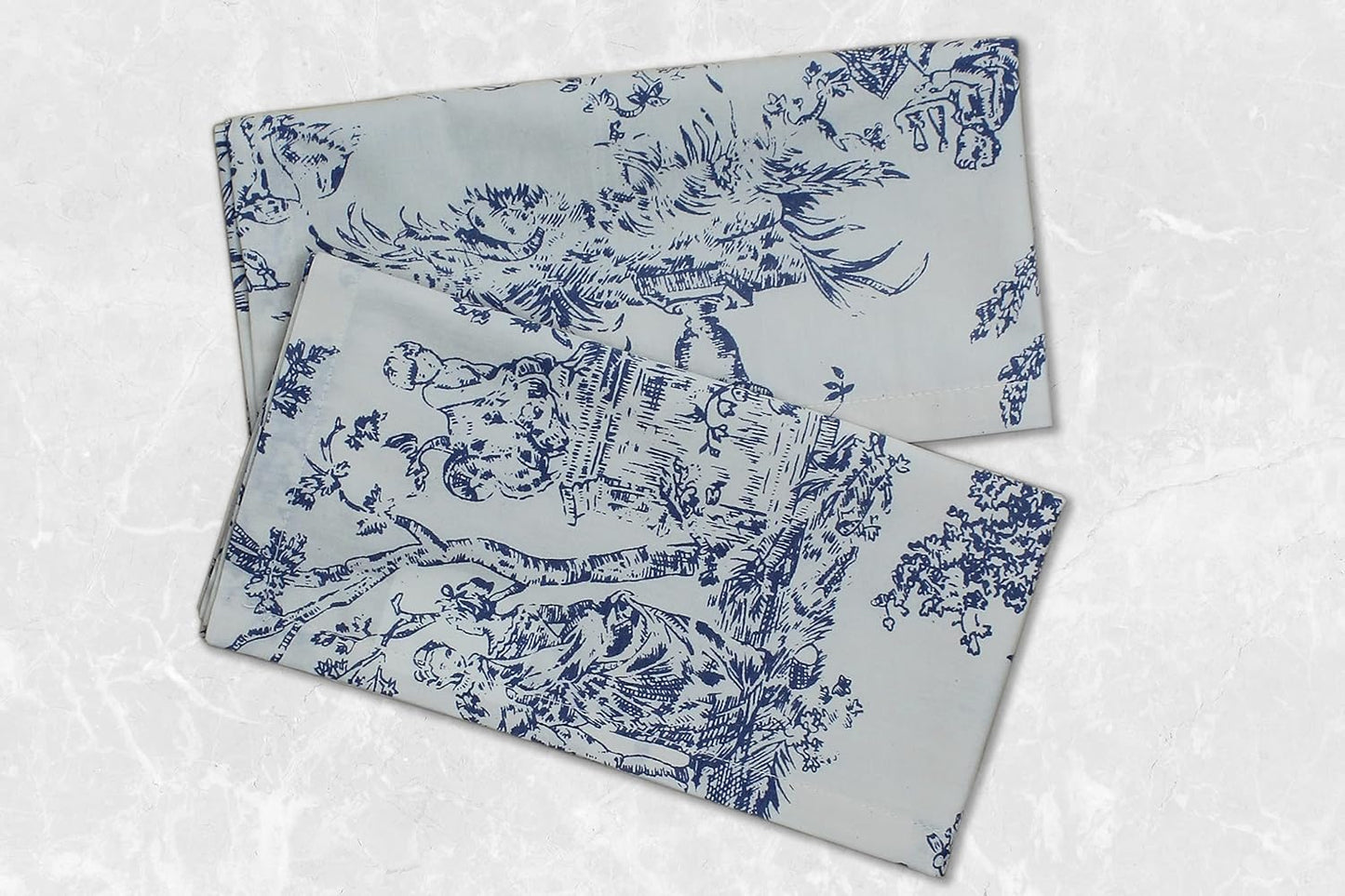 COTTON CRAFT Cloth Napkin - French Country Toile 12 Pack 100% Cotton Napkin | 18x18 inches - Blue - Soft Absorbent