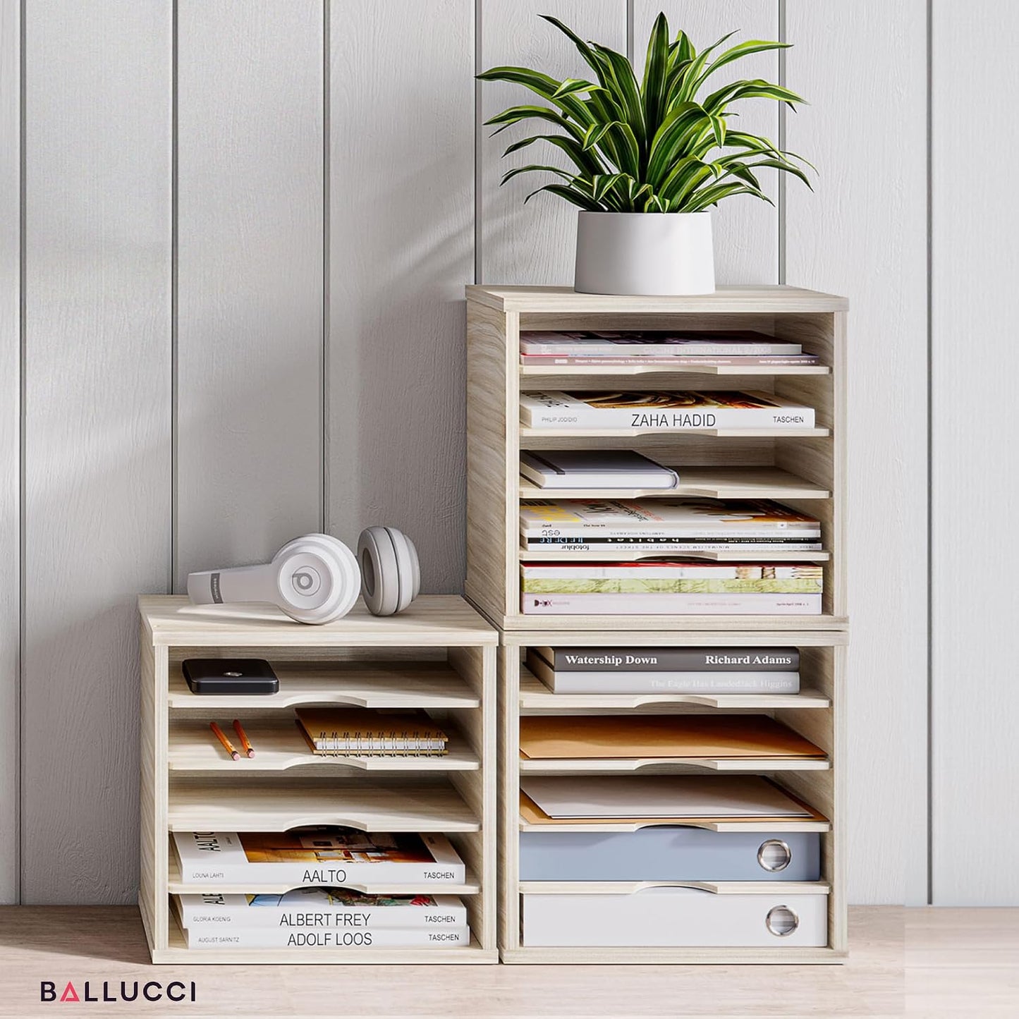 Ballucci 5-Tier File Organizer for Desk, Mail Sorter, Office Desk Organization, Paper Storage Organizers, Folder holder