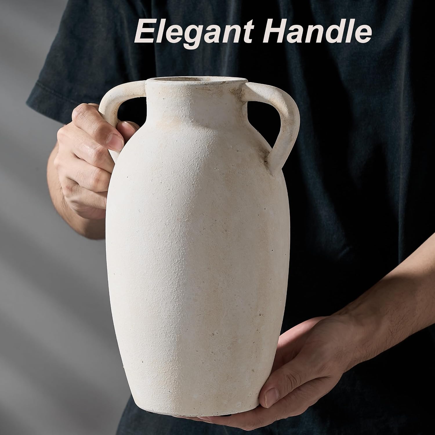 Rustic Vase / Ceramic Vase / Beige-9.84 / 9.84 Inch