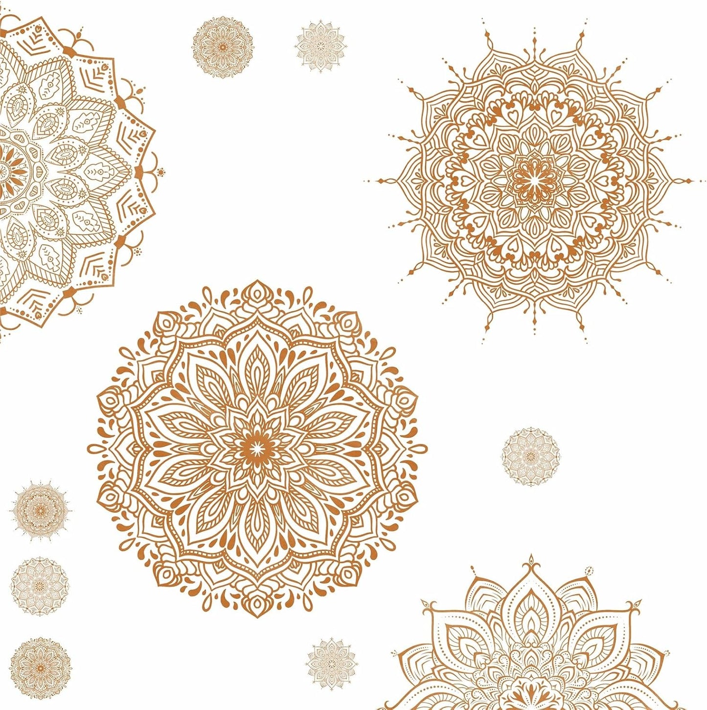 s Mandala Wall Decals Lotus Flower Yoga & Heart Chakra Stickers Boho Lotus Decor & Headboard / Brown