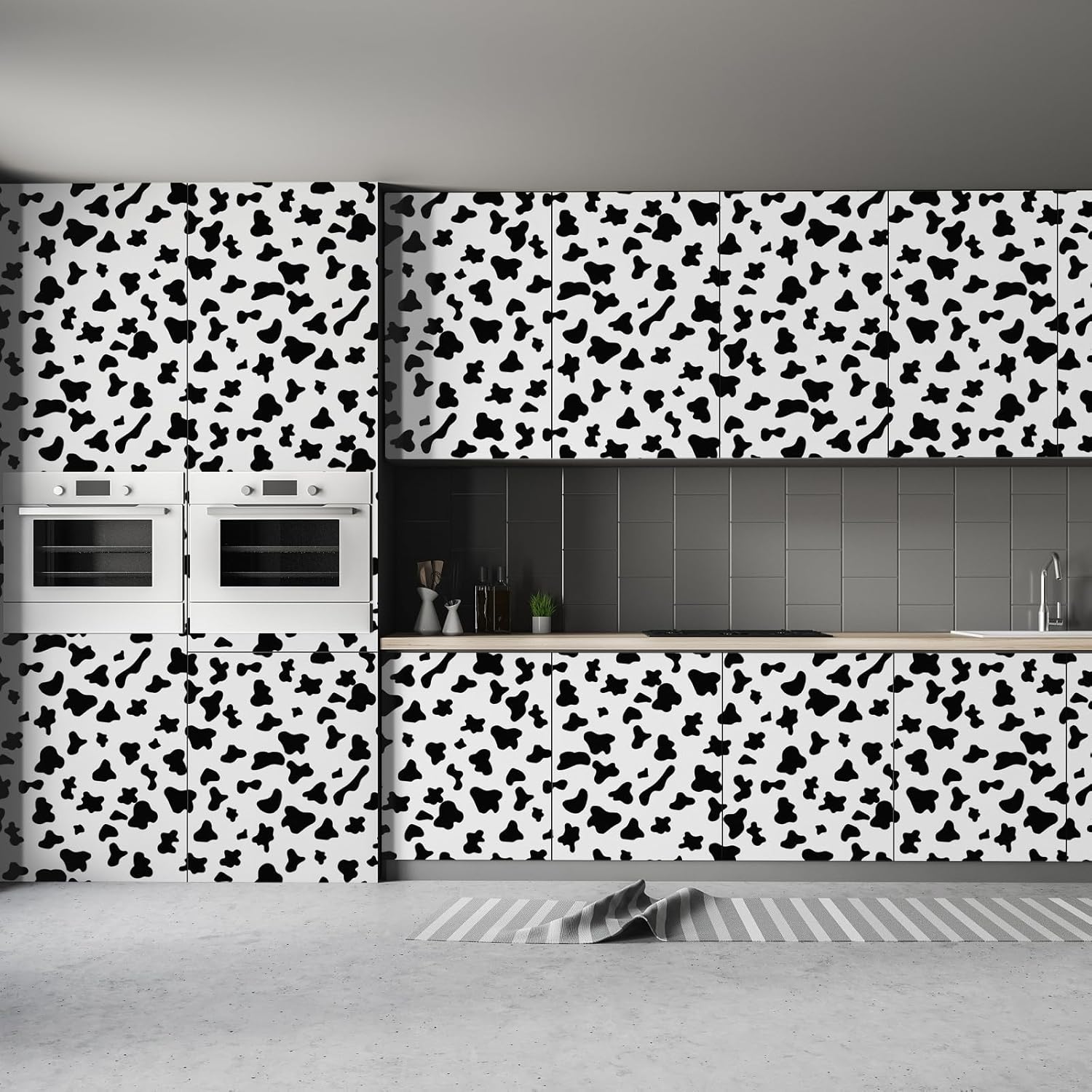 Black and White Spots Contact Paper Printed Peel and Stick / Black/white Cow / Cow / 17.3 x 480