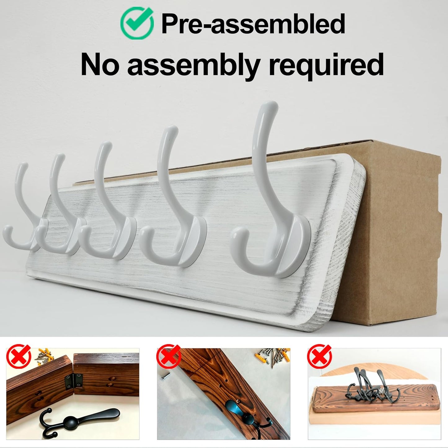 WEBI Coat Rack Wall Mount,Coat Hooks Wall Mounted,16" Hole to Hole,Large Coat Hanger Wall Hook Rack,5 Hooks for Hanging
