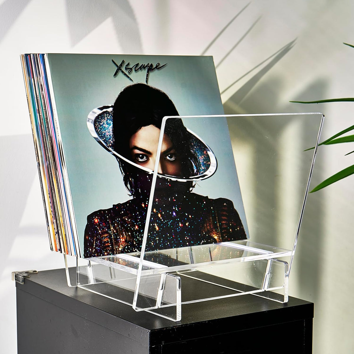 Honygebia Acrylic Vinyl Record Holder, Storing Collection of 40 Premium LPs | V-Shaped Vinyl Record Racks, Fully