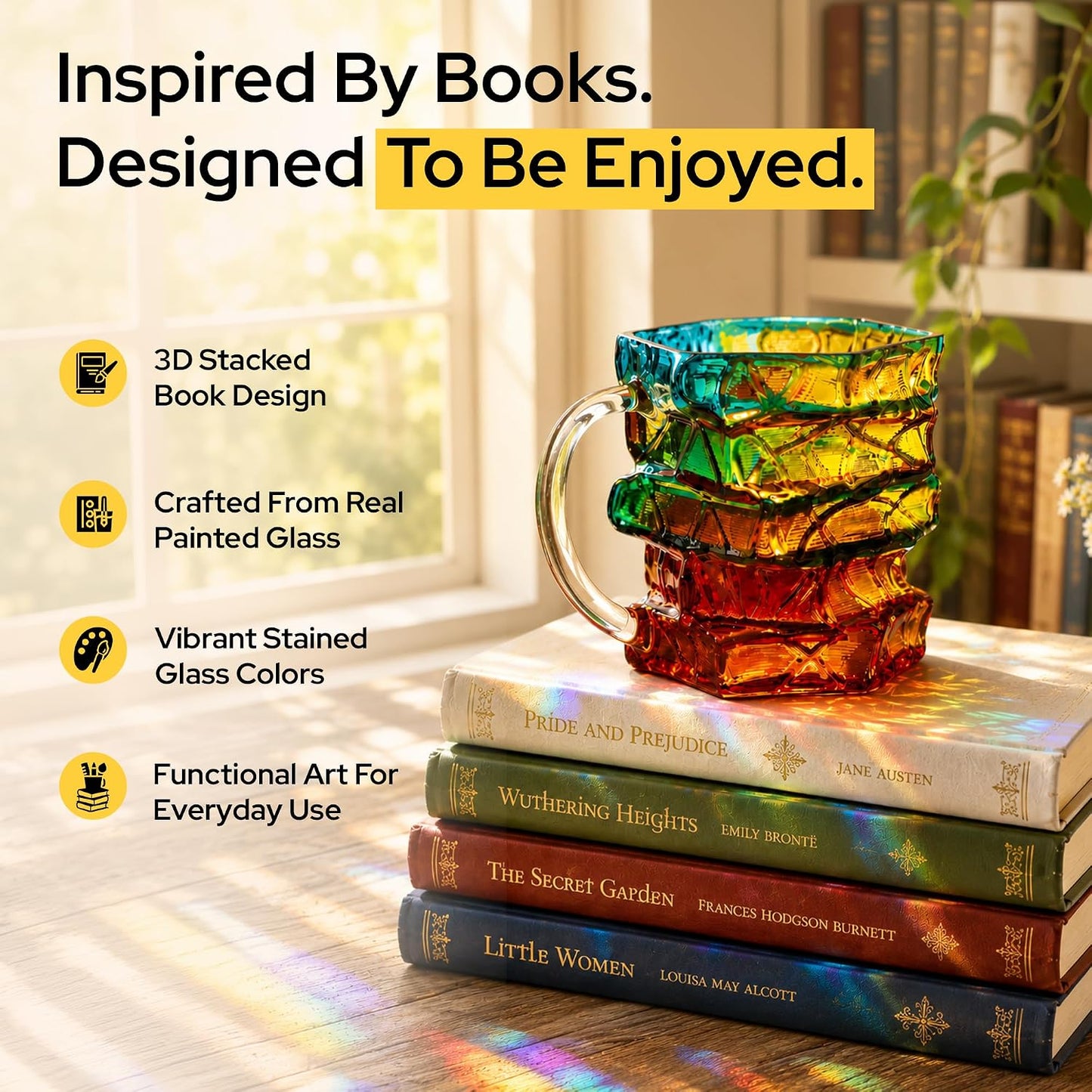 3D Stained Glass Book Mug 14oz