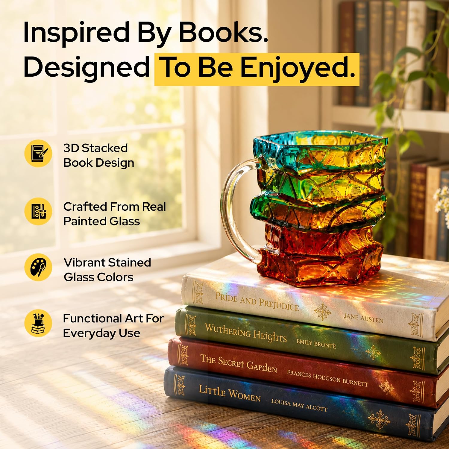 3D Stained Glass Book Mug 14oz