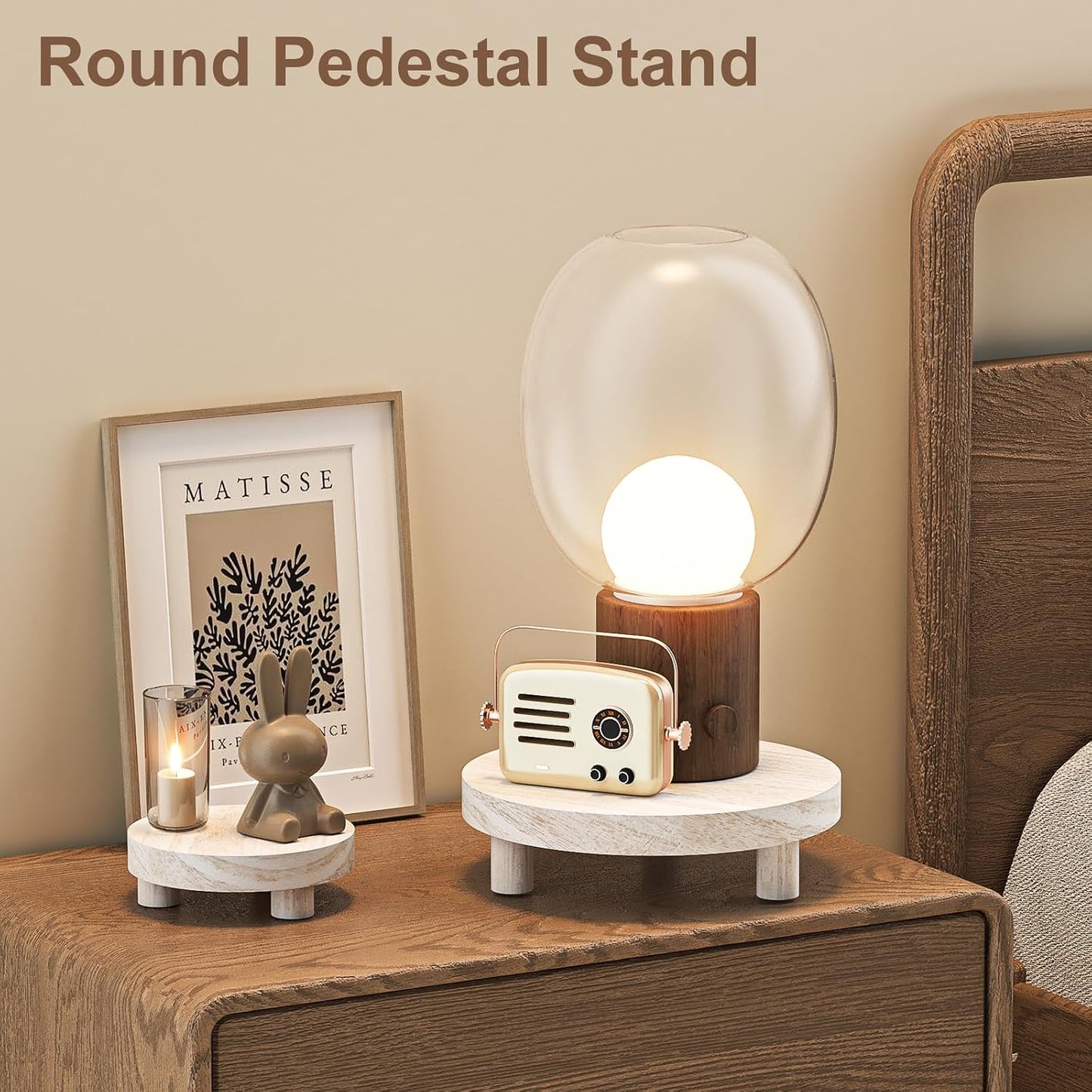 Wood Plant Stand Indoor Outdoor, 12/10/8/6" Round Wood Riser for Decor Wooden Stool Display Stand Flower Pot Holder